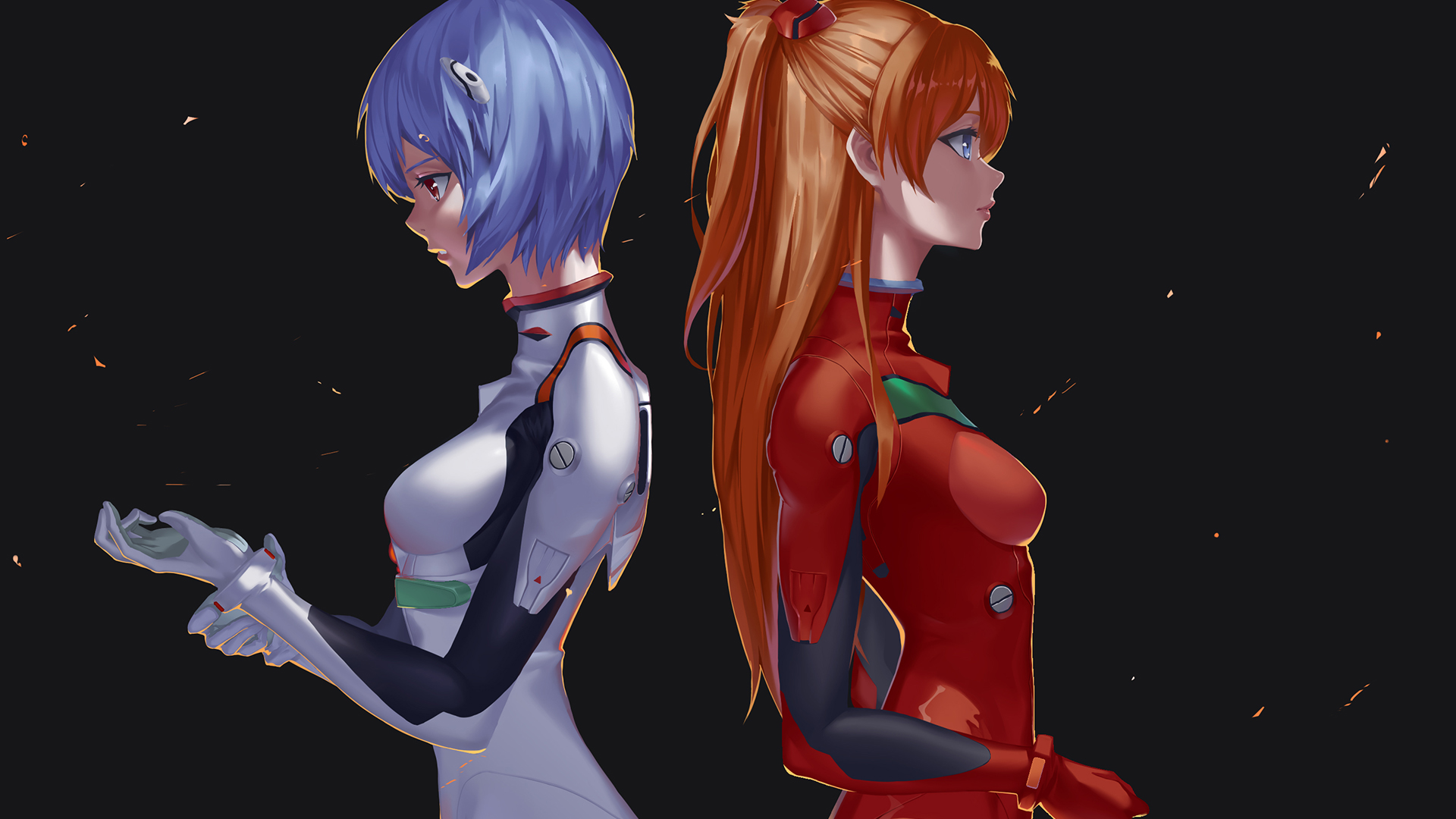Rei Ayanami and Asuka Langley Soryu from Neon Genesis Evangelion HD Wallpaper