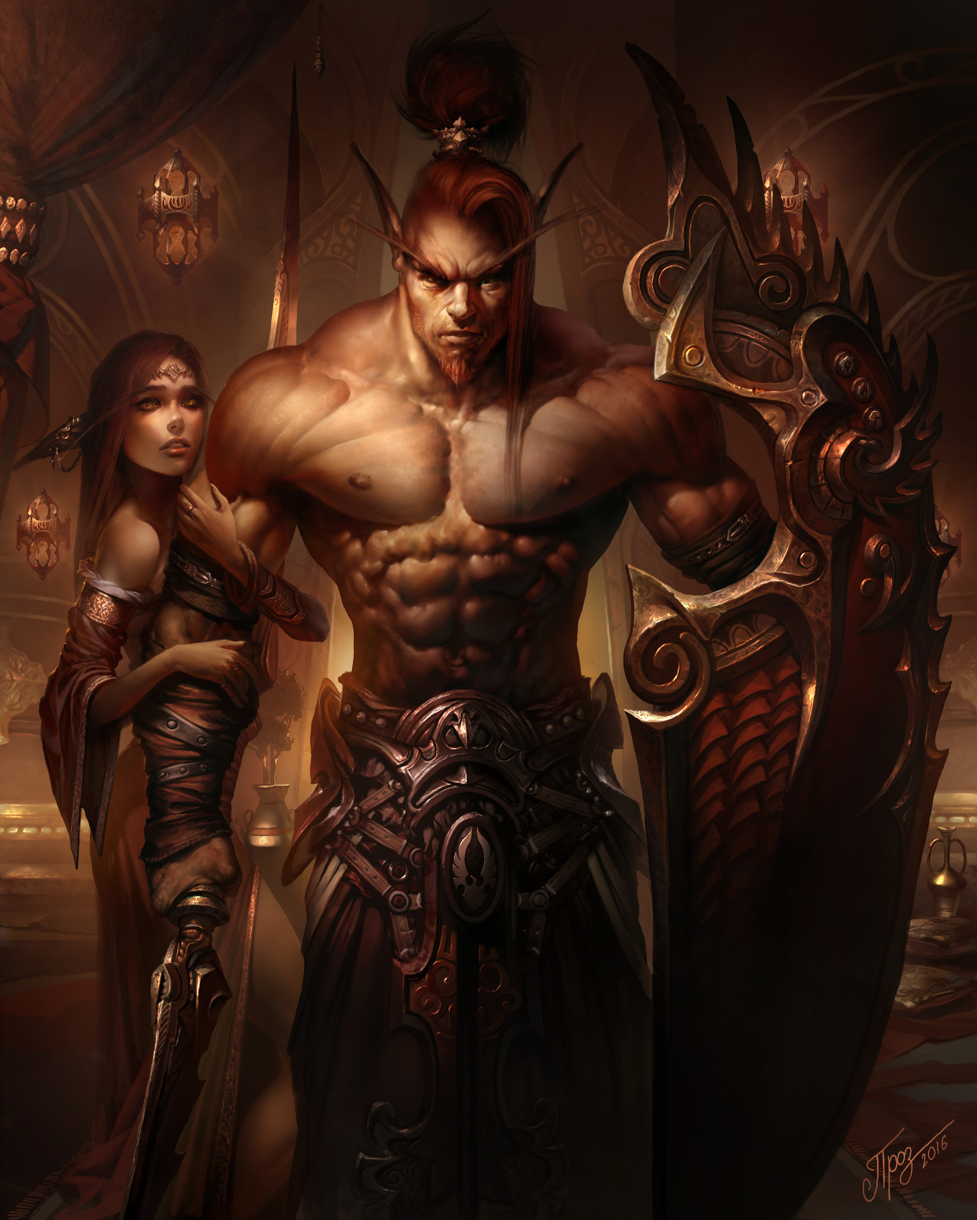 Man and woman from World of Warcraft by Dmitry Prozorov HD Wallpaper