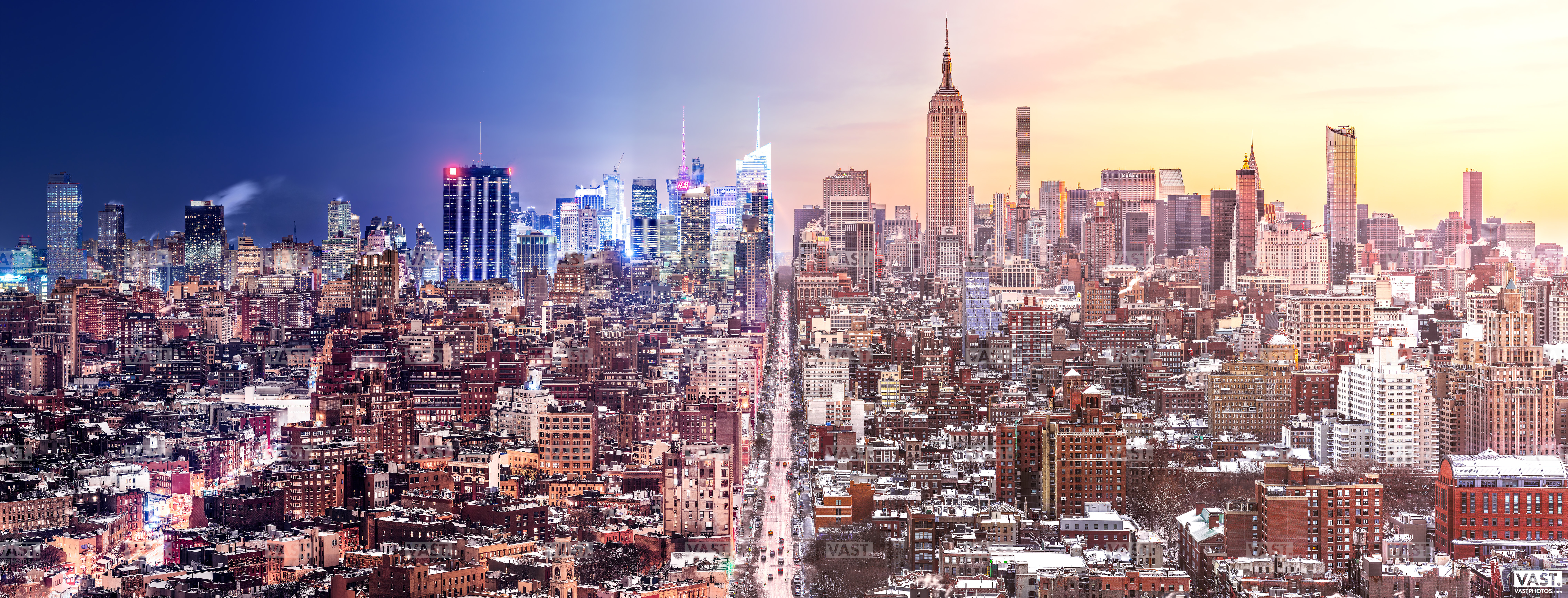 New York City Skyline at Day and Night HD Wallpaper