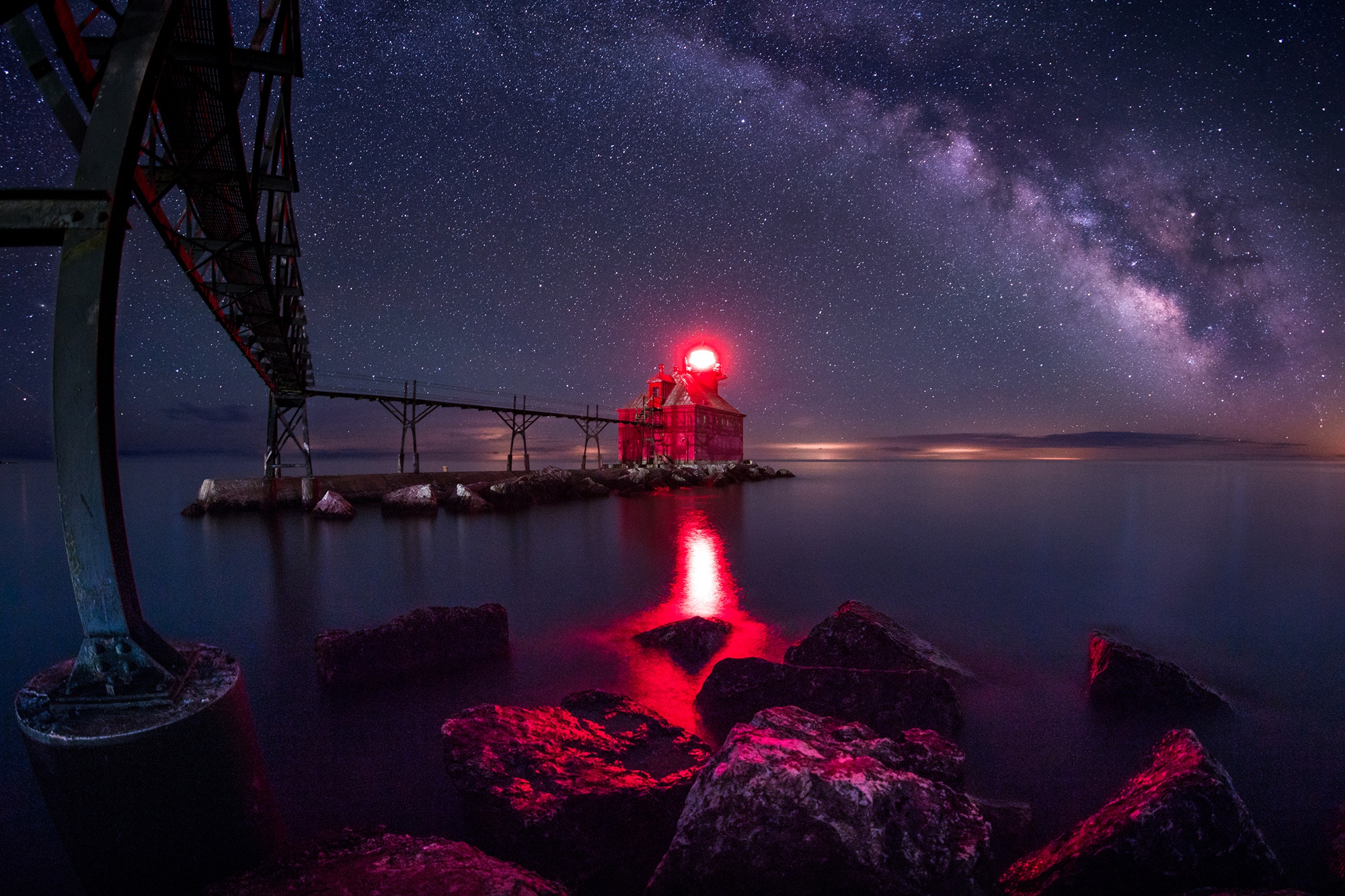 Sturgeon Bay Lighthouse Under the Milky Way HD Wallpaper