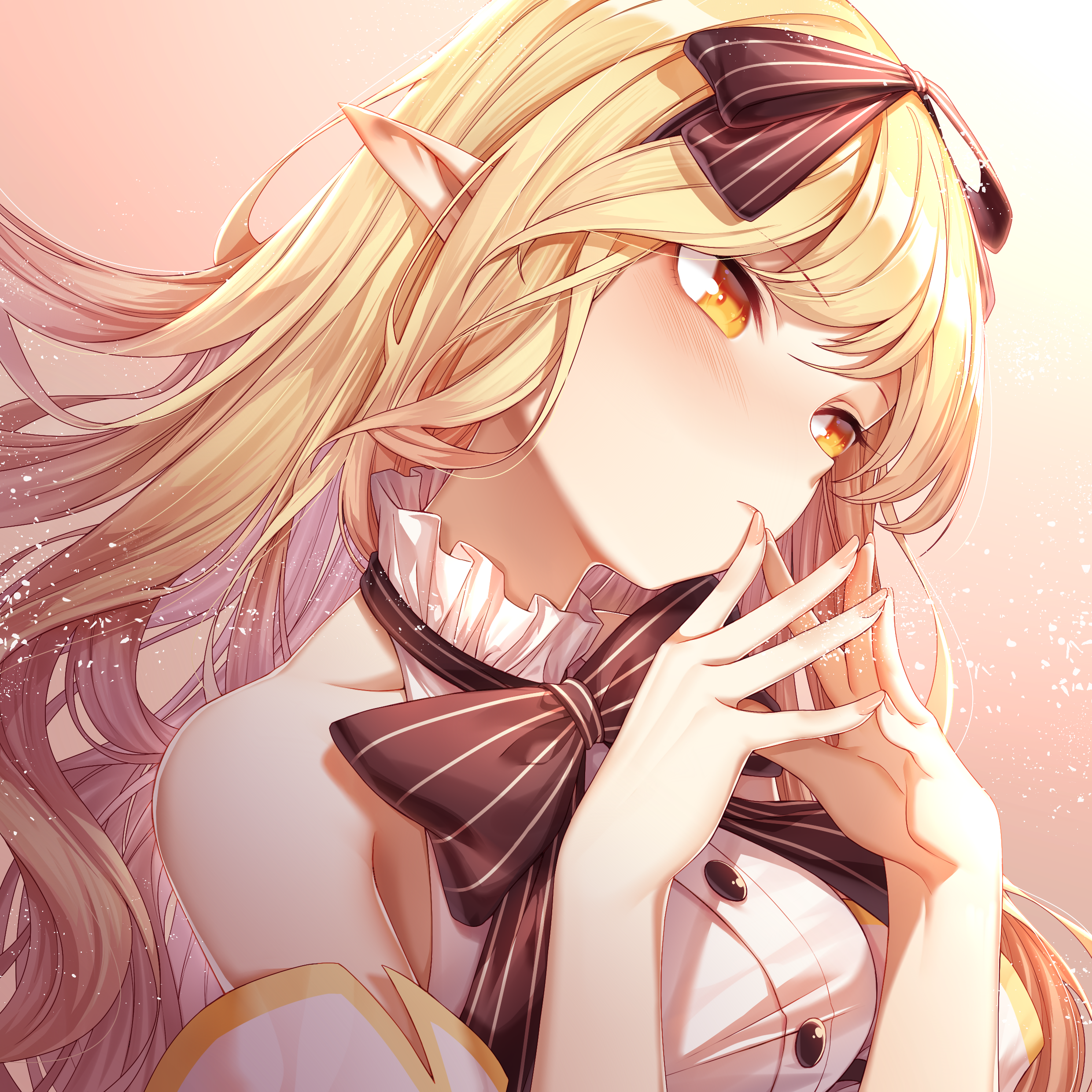 Elf girl with blonde hair and yellow eyes HD Wallpaper