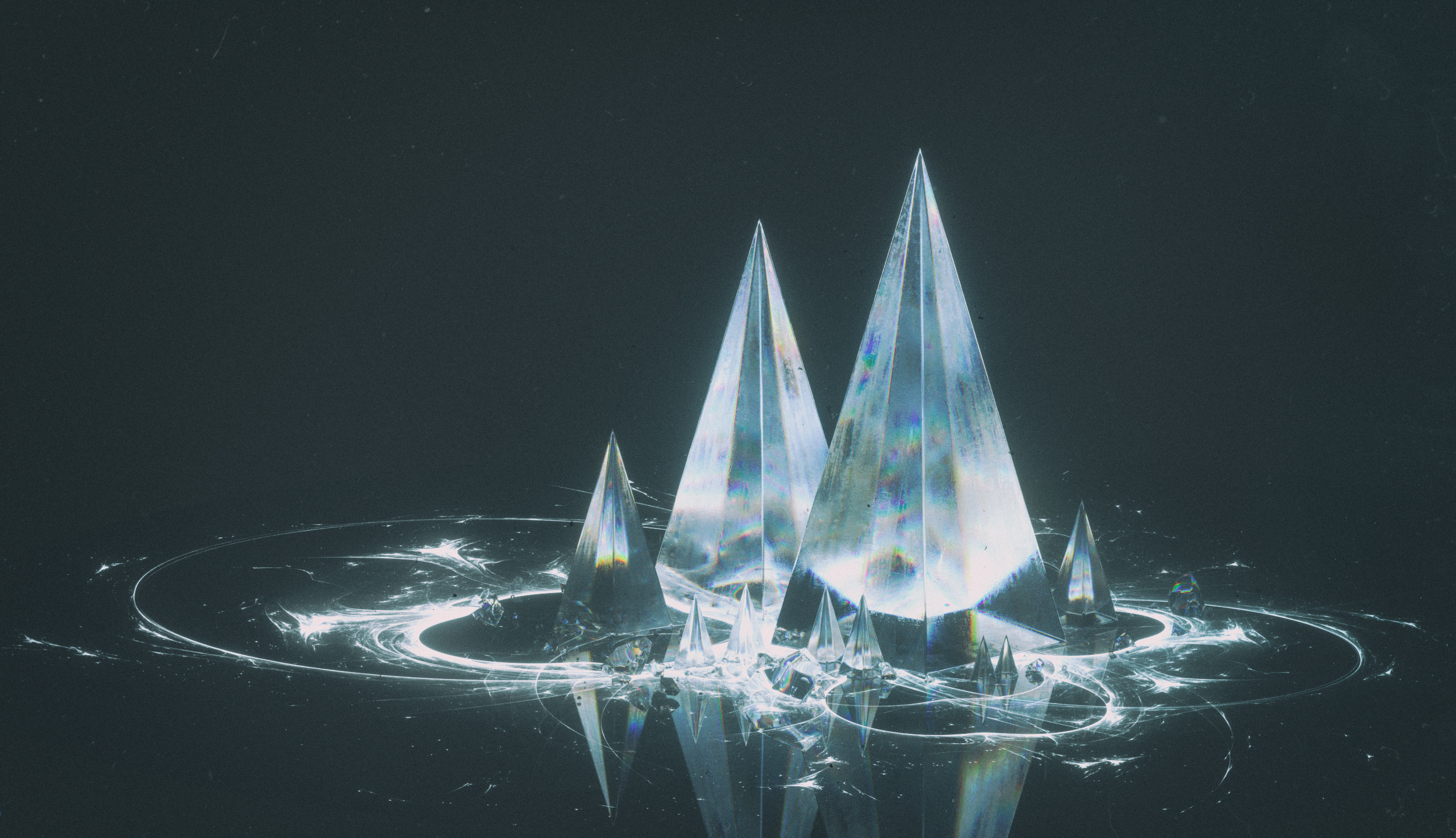 Abstract 3D crystals with reflections HD Wallpaper