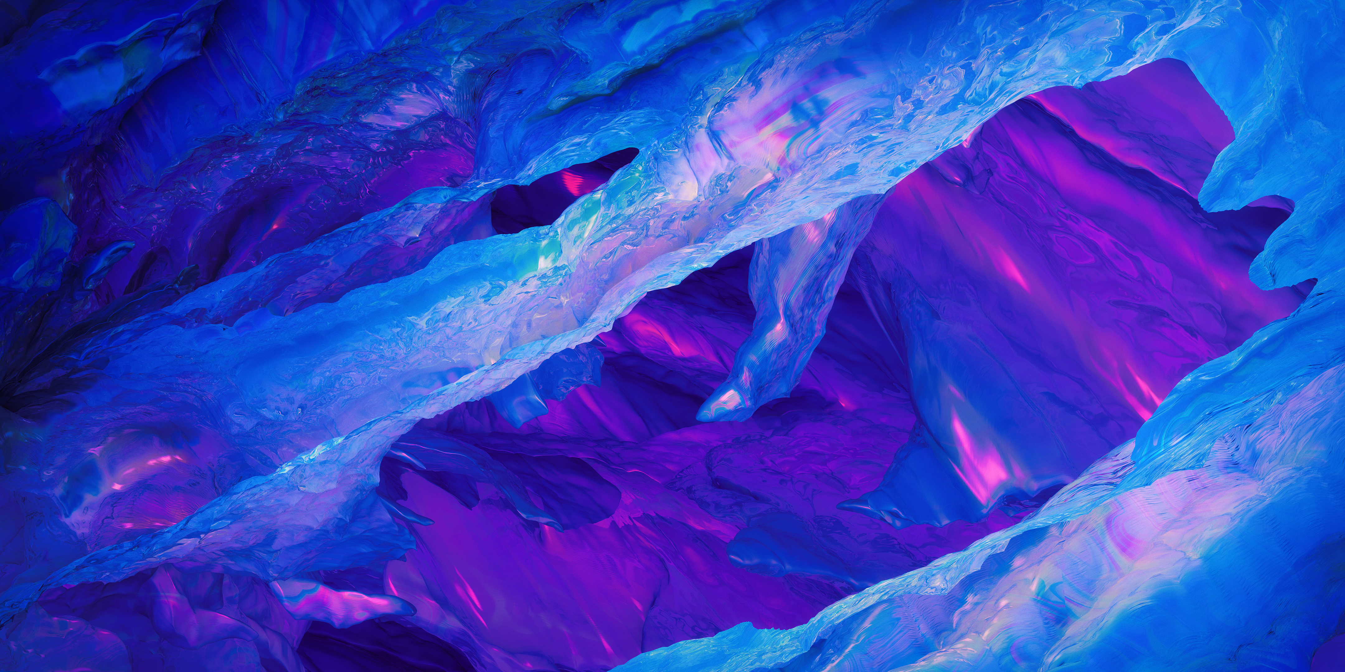 Abstract blue and purple ice cave digital art HD Wallpaper