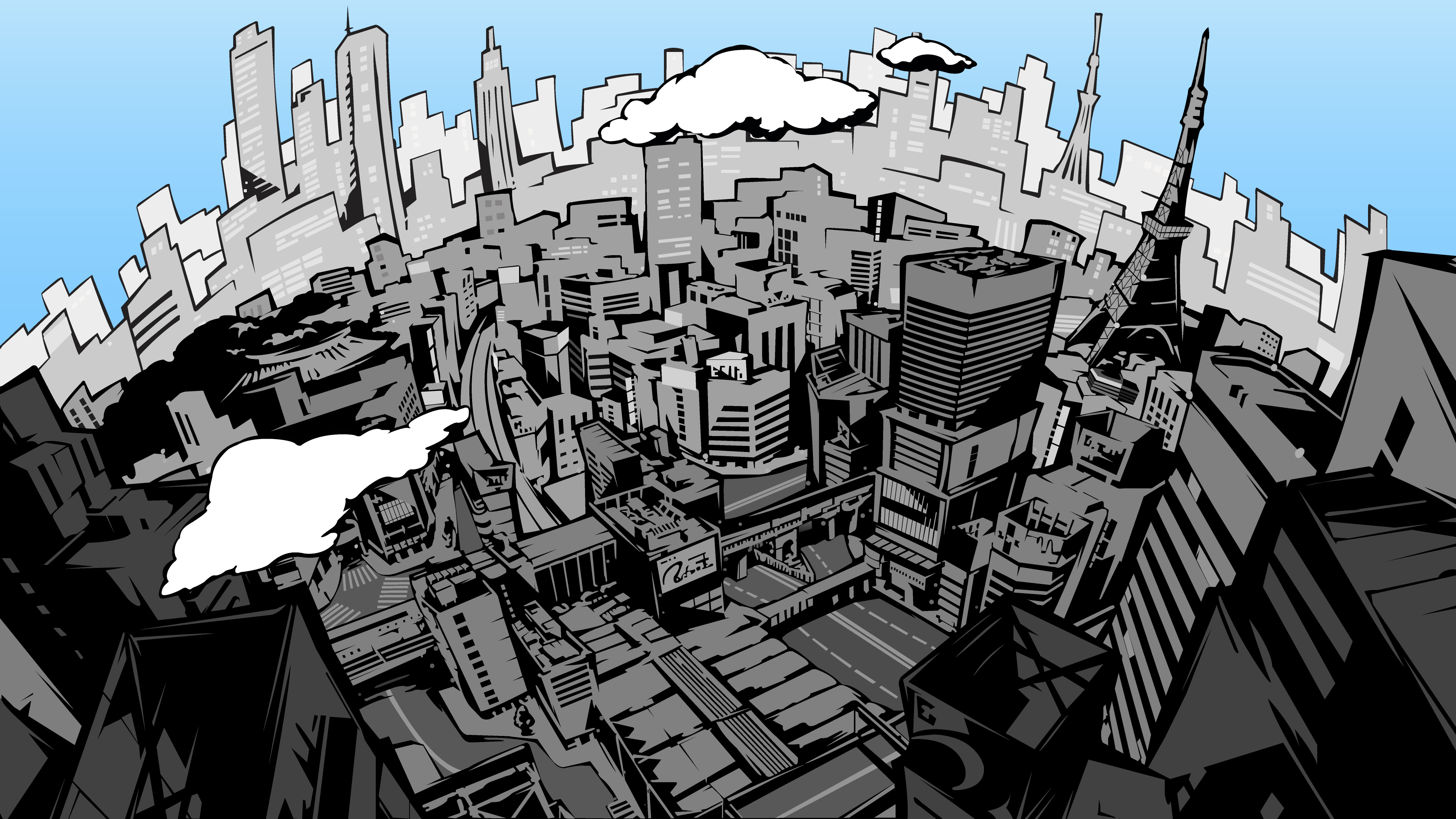Persona 5 cityscape with Tokyo Tower HD Wallpaper