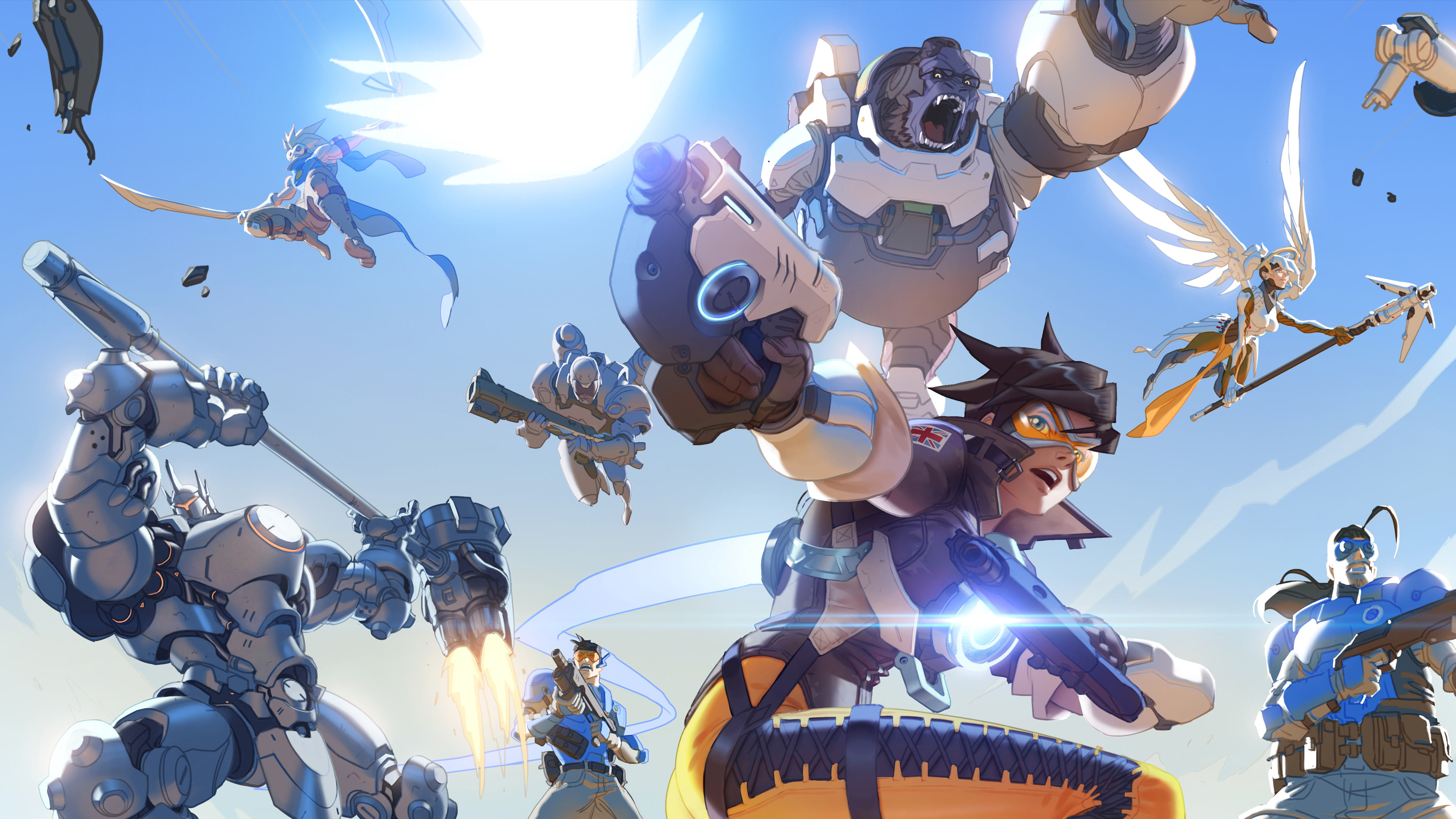 Overwatch characters in action HD Wallpaper