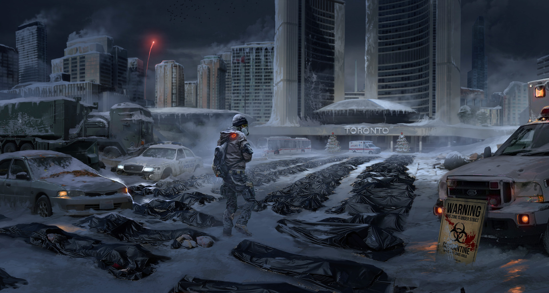 The Division video game art of Toronto in winter HD Wallpaper
