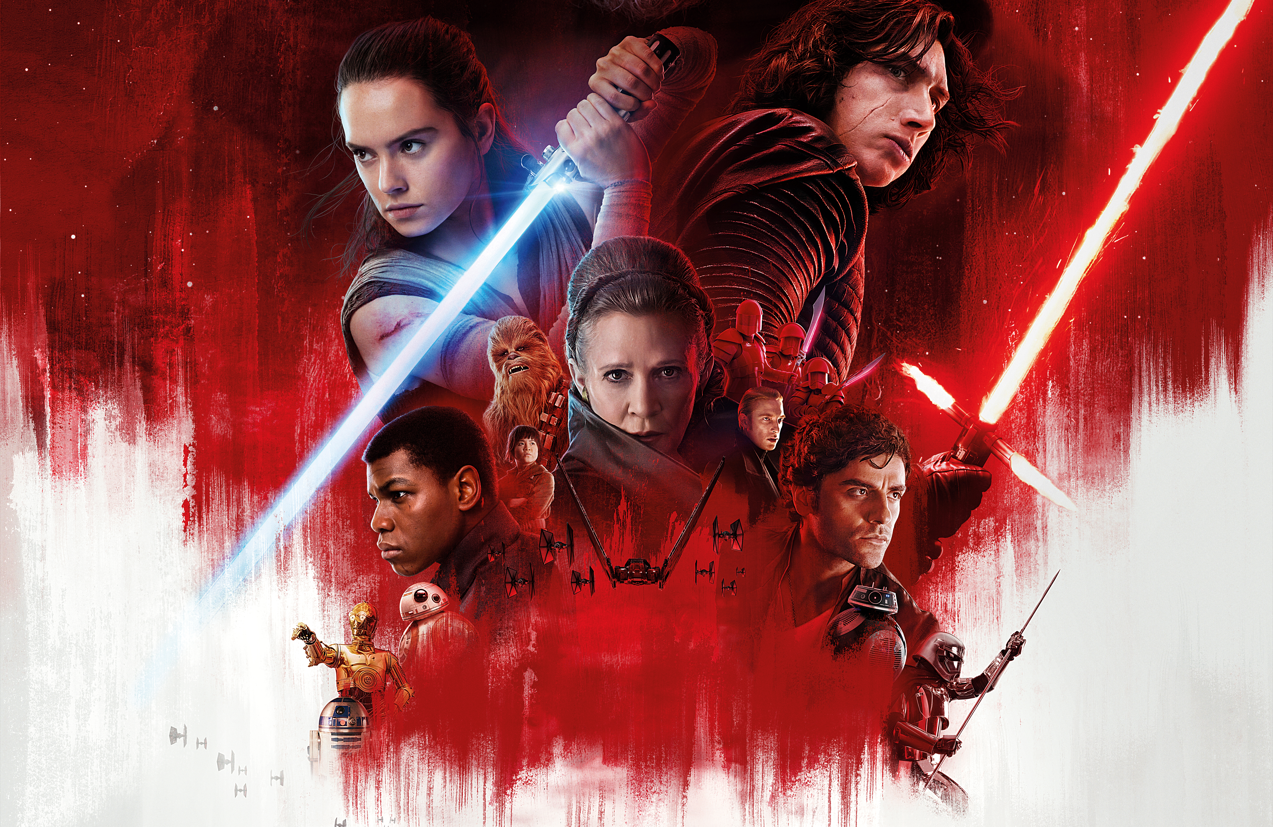 Rey and Kylo Ren from Star Wars: The Last Jedi movie poster HD Wallpaper