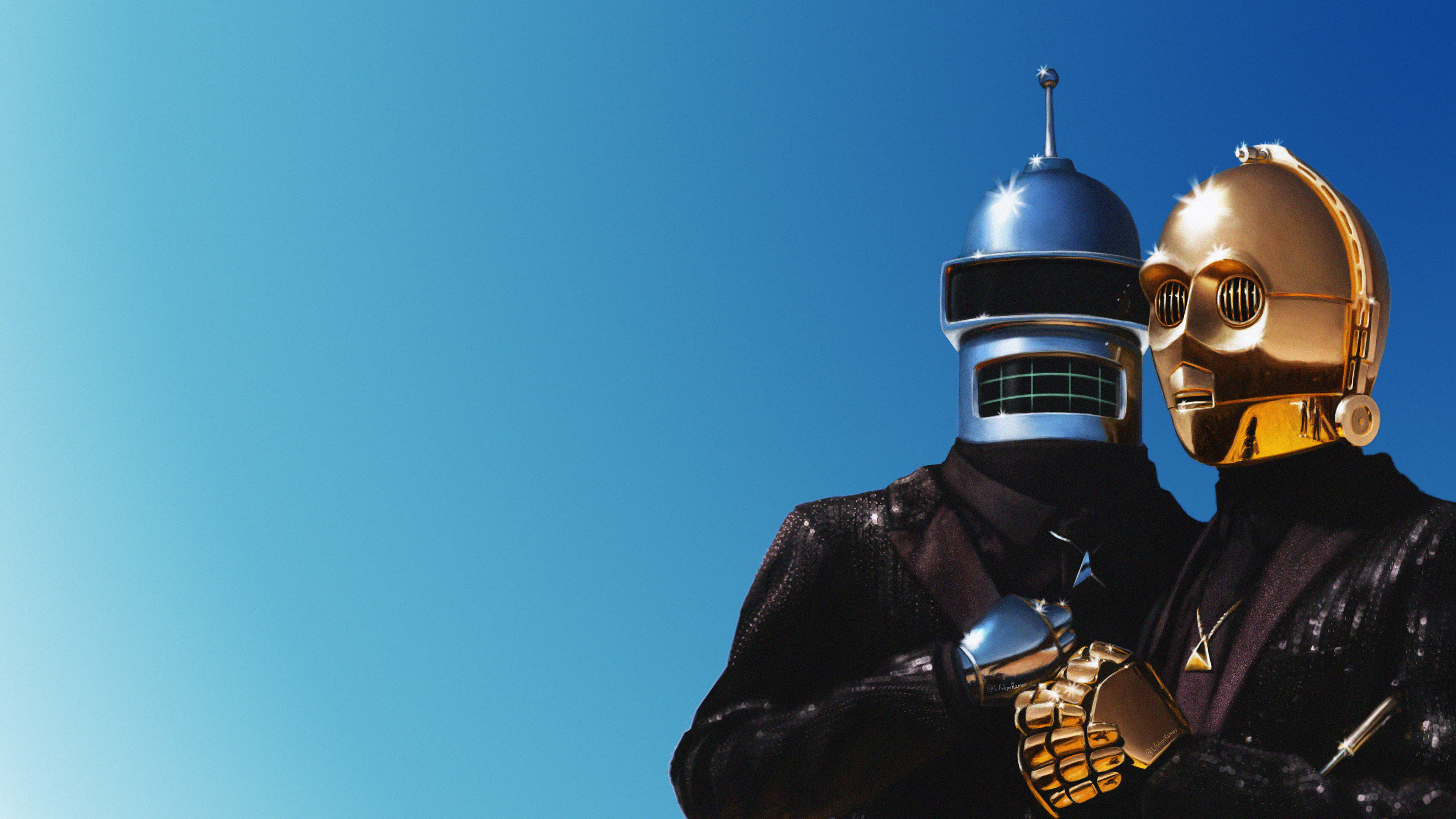 Bender and C-3PO from Daft Punk HD Wallpaper