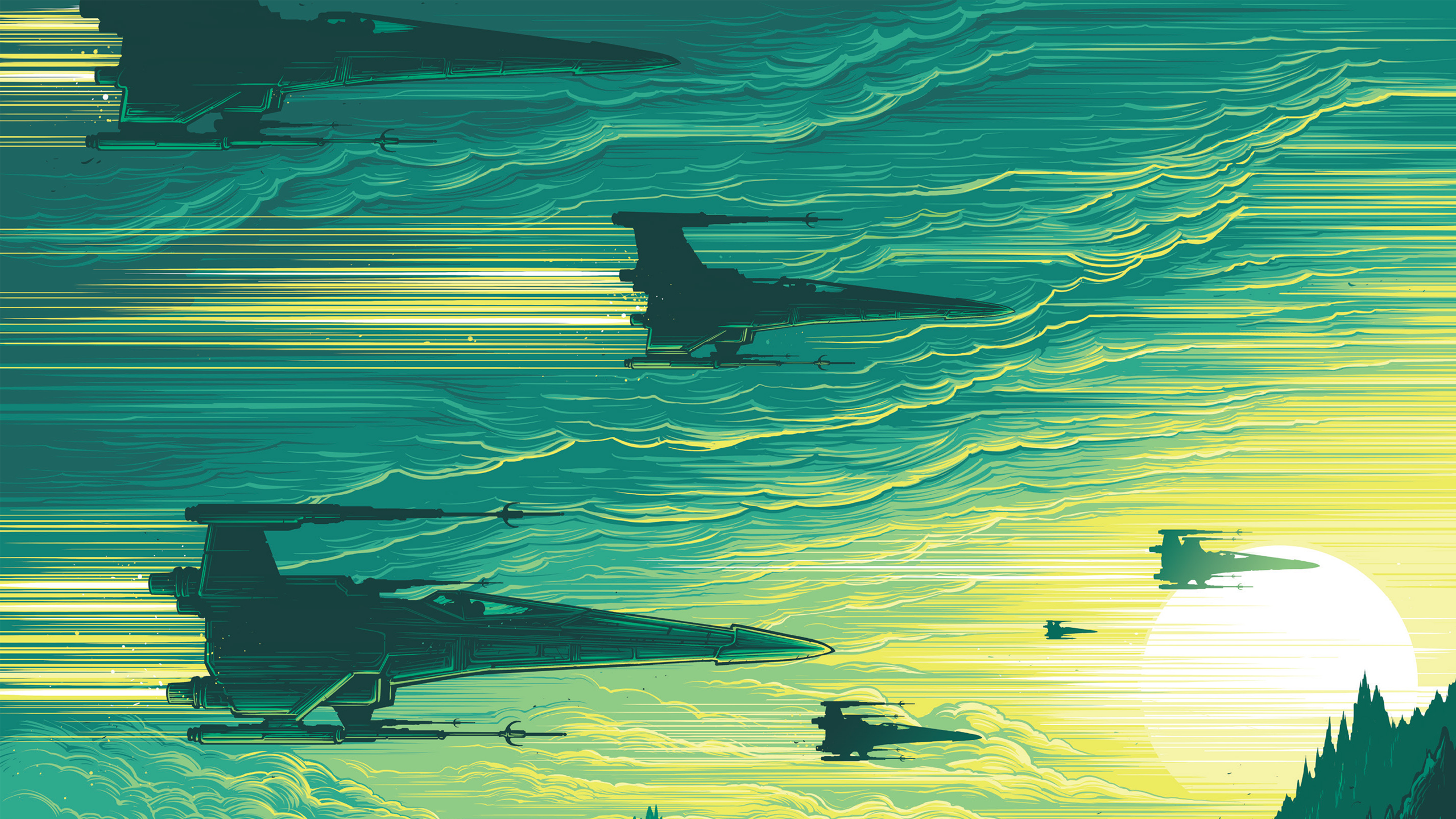 X-wings flying through clouds in Star Wars HD Wallpaper