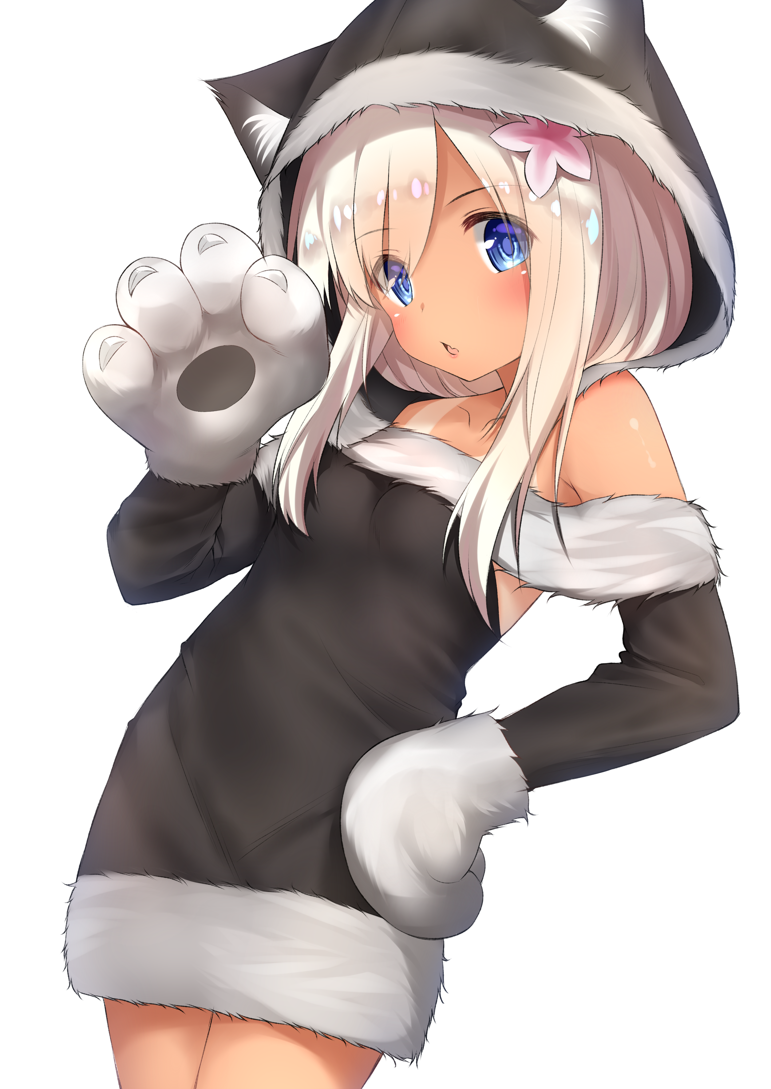 Girl with cat ears and paws HD Wallpaper