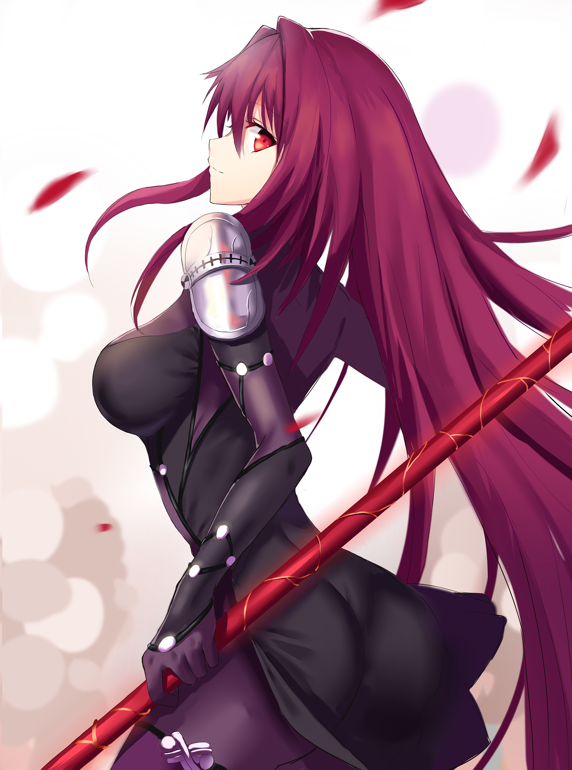 Scathach from Fate/Grand Order holding a staff HD Wallpaper