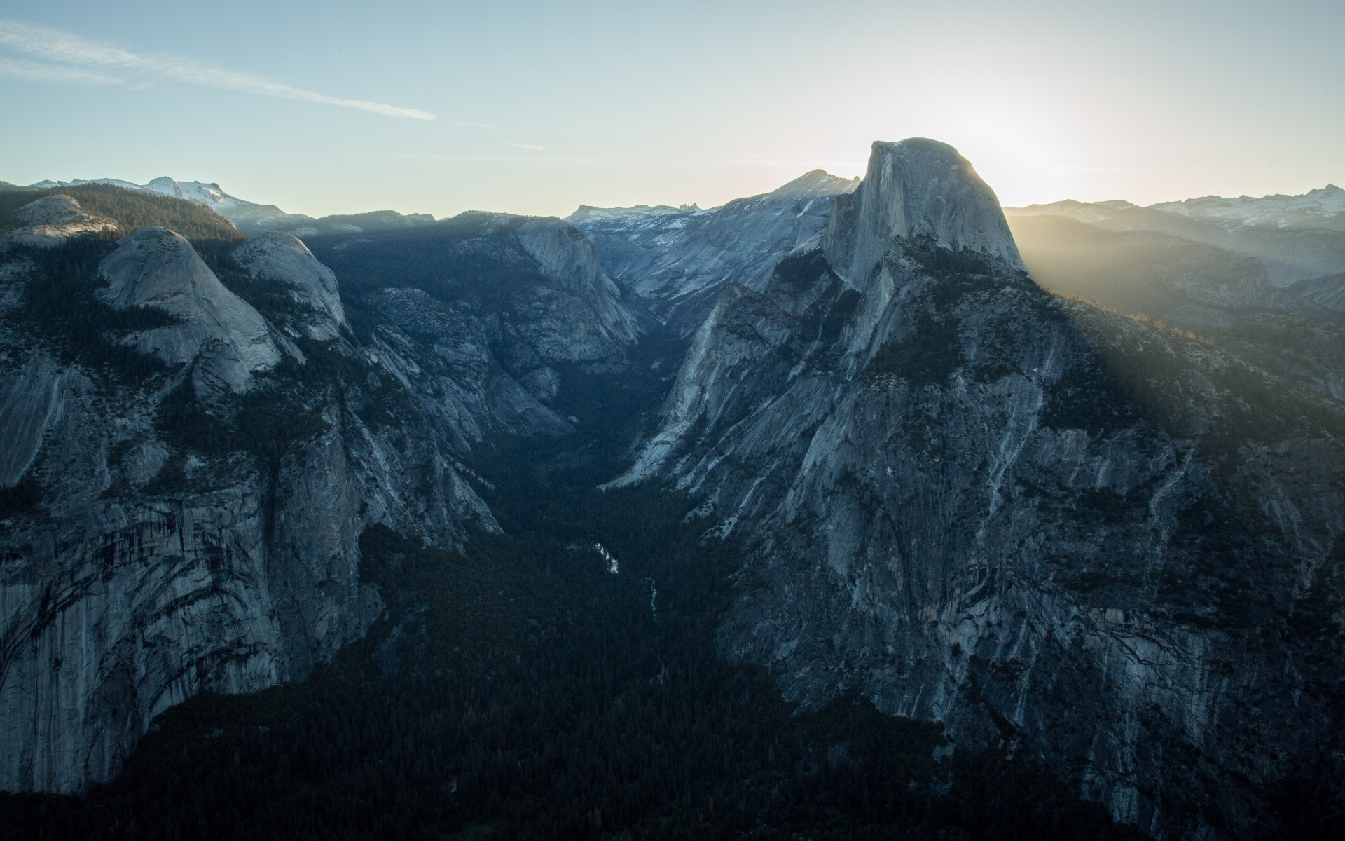 Half Dome and Yosemite Valley at Sunrise HD Wallpaper