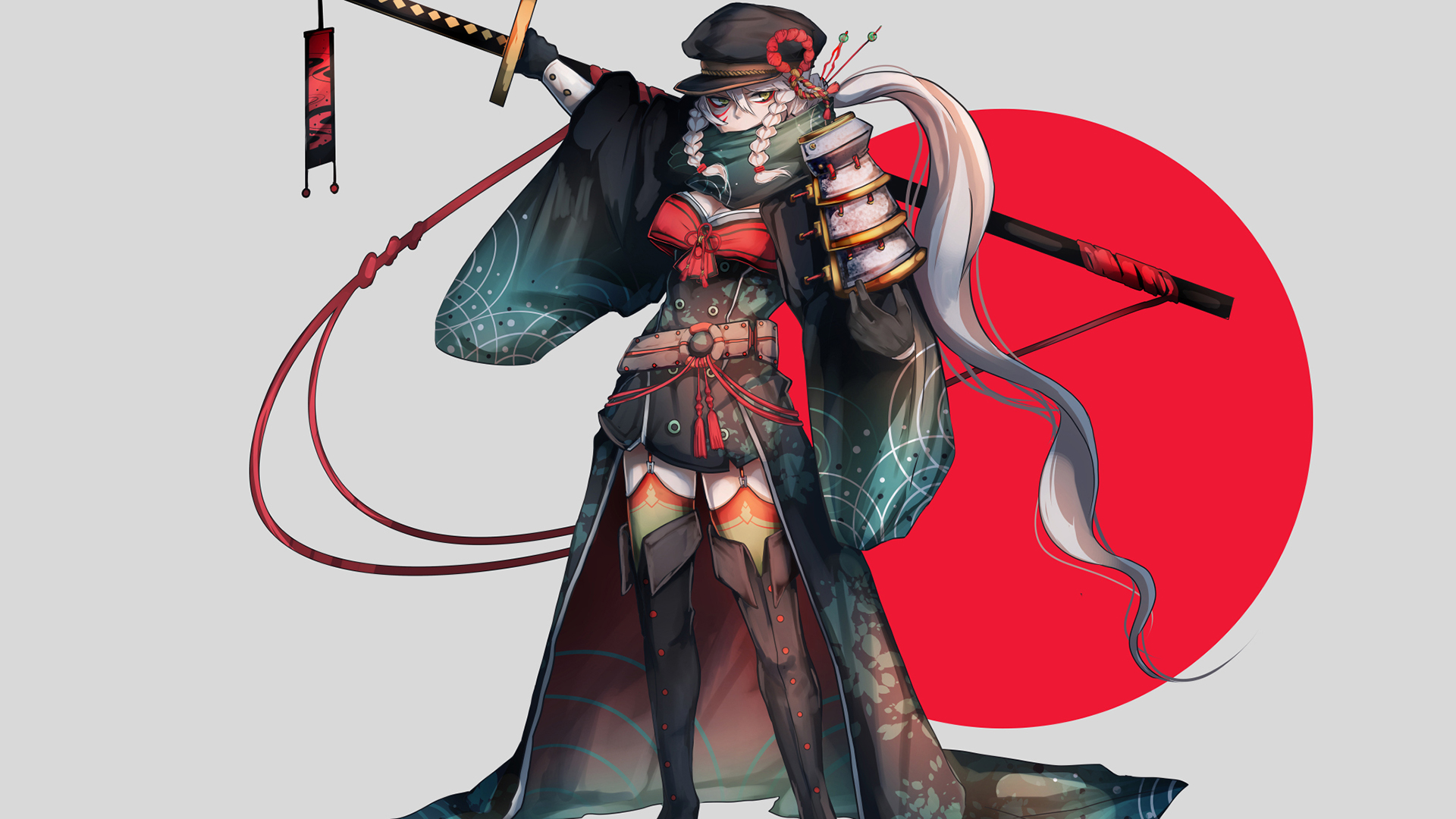 Anime girl with sword and hat HD Wallpaper