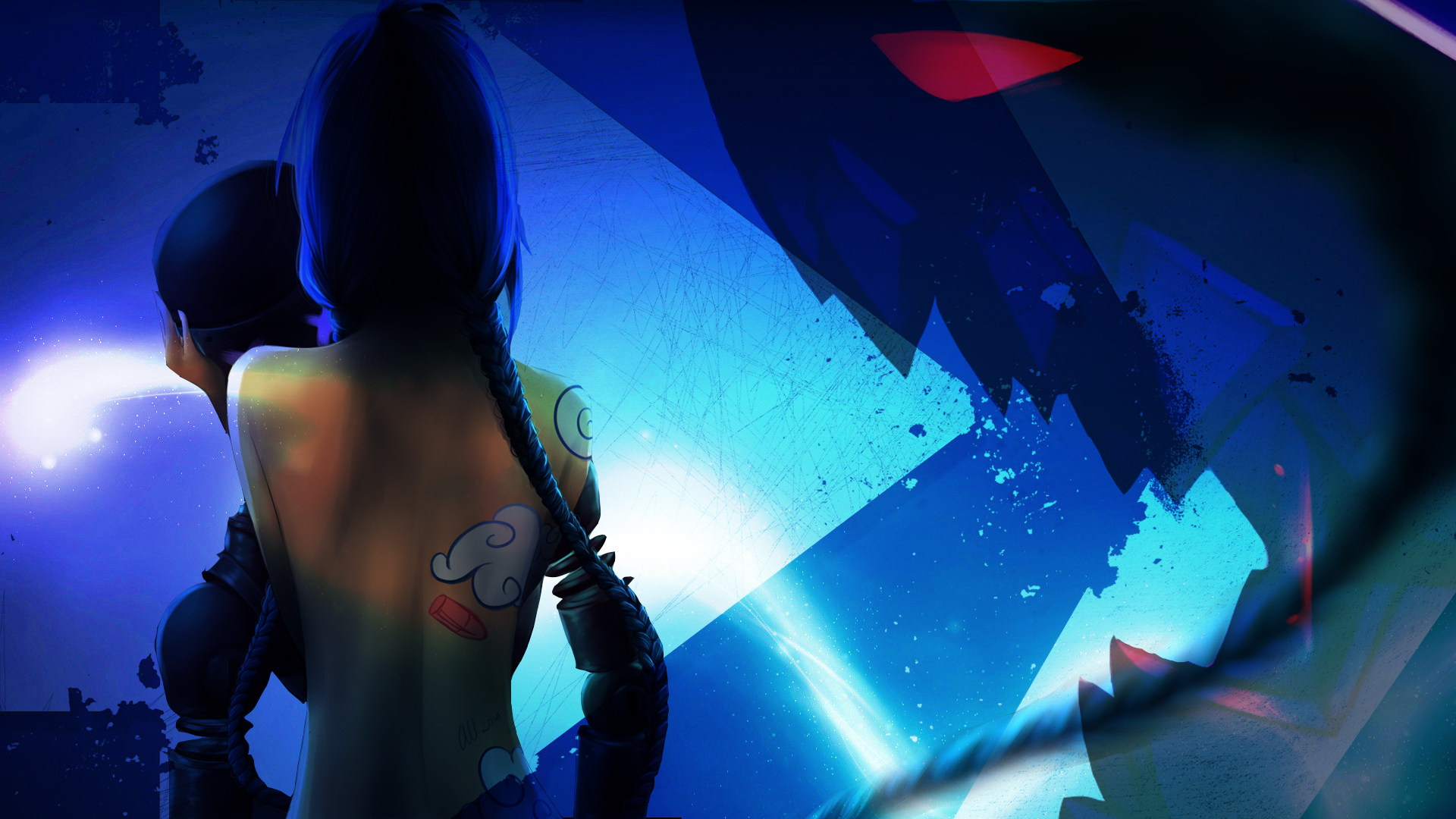 Jinx from League of Legends with tattoos HD Wallpaper