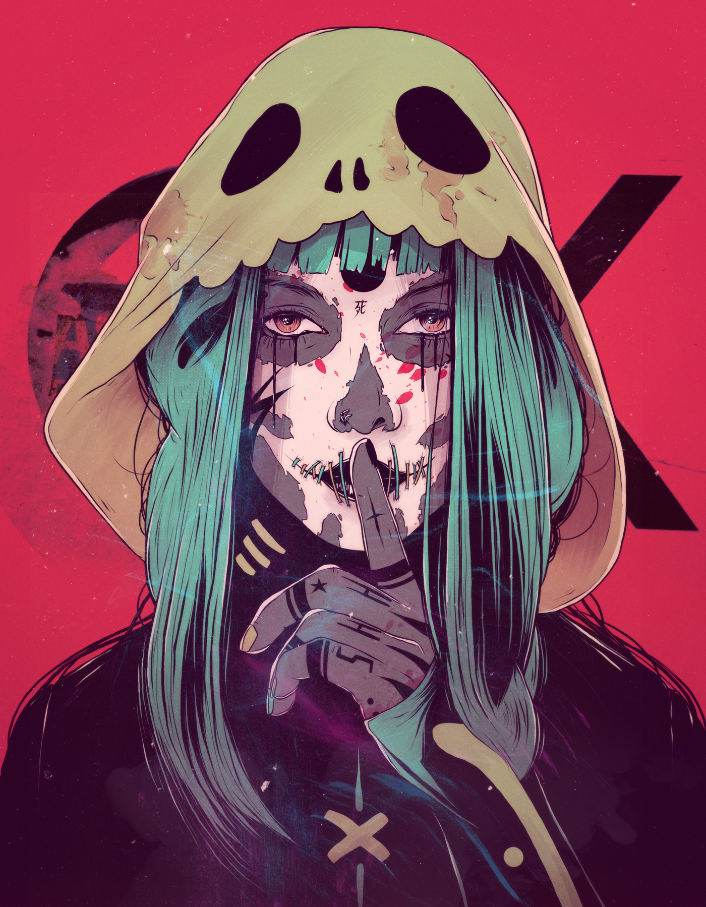 Woman with skull hood and skull face paint HD Wallpaper