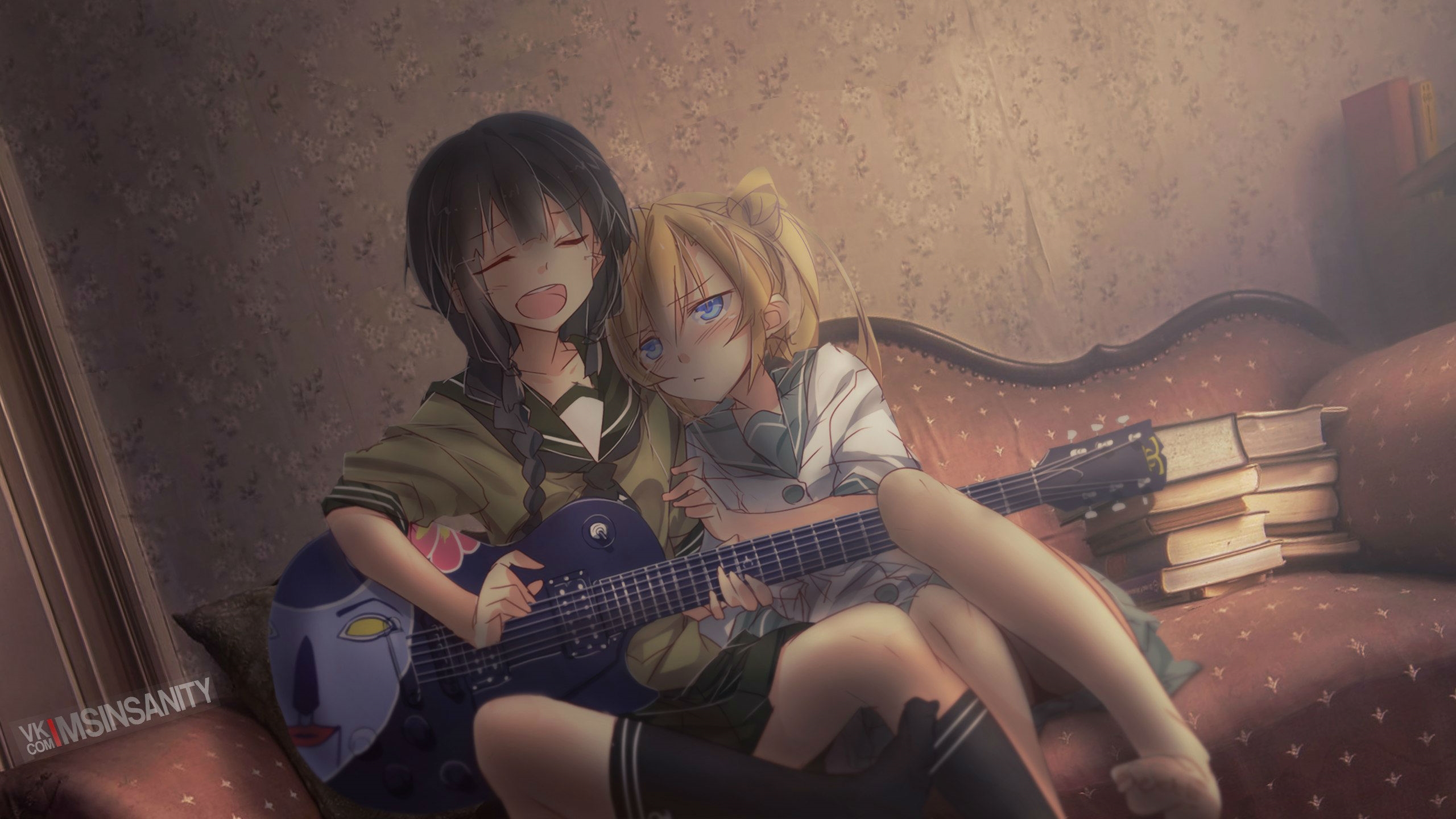 Abukuma and Kitakami from Kantai Collection with guitar HD Wallpaper