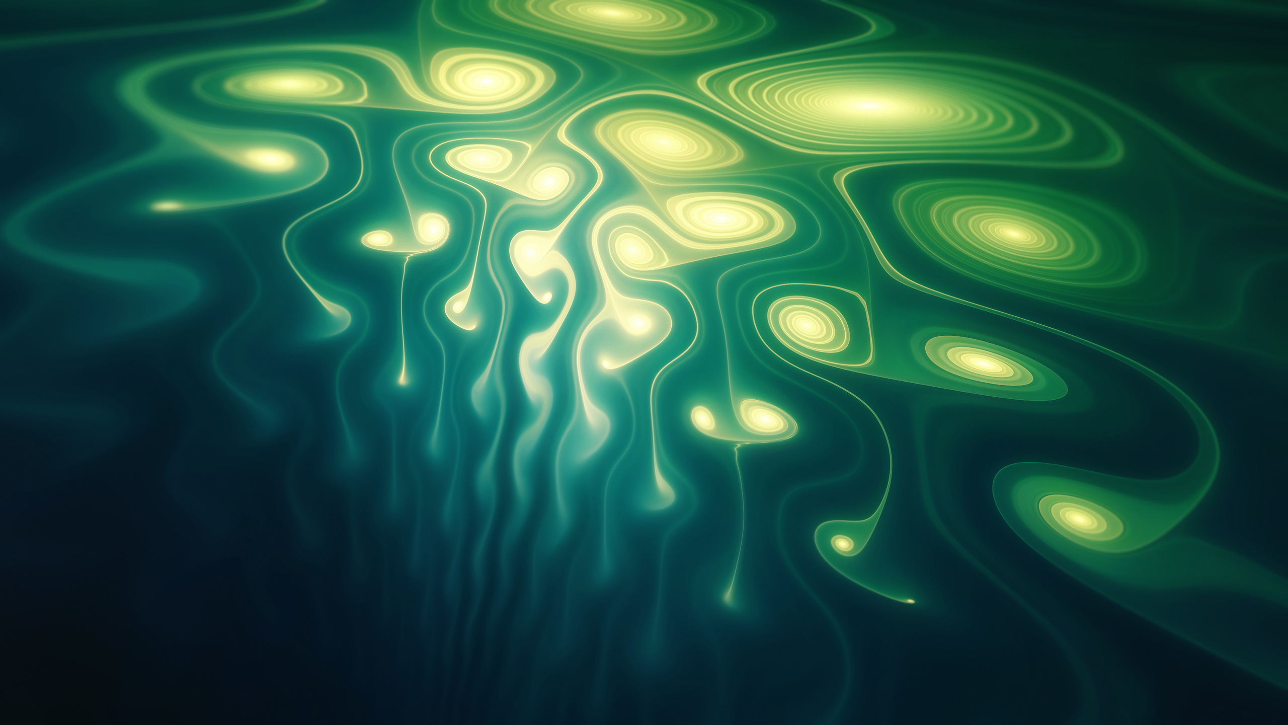 Abstract green and teal fractal patterns HD Wallpaper