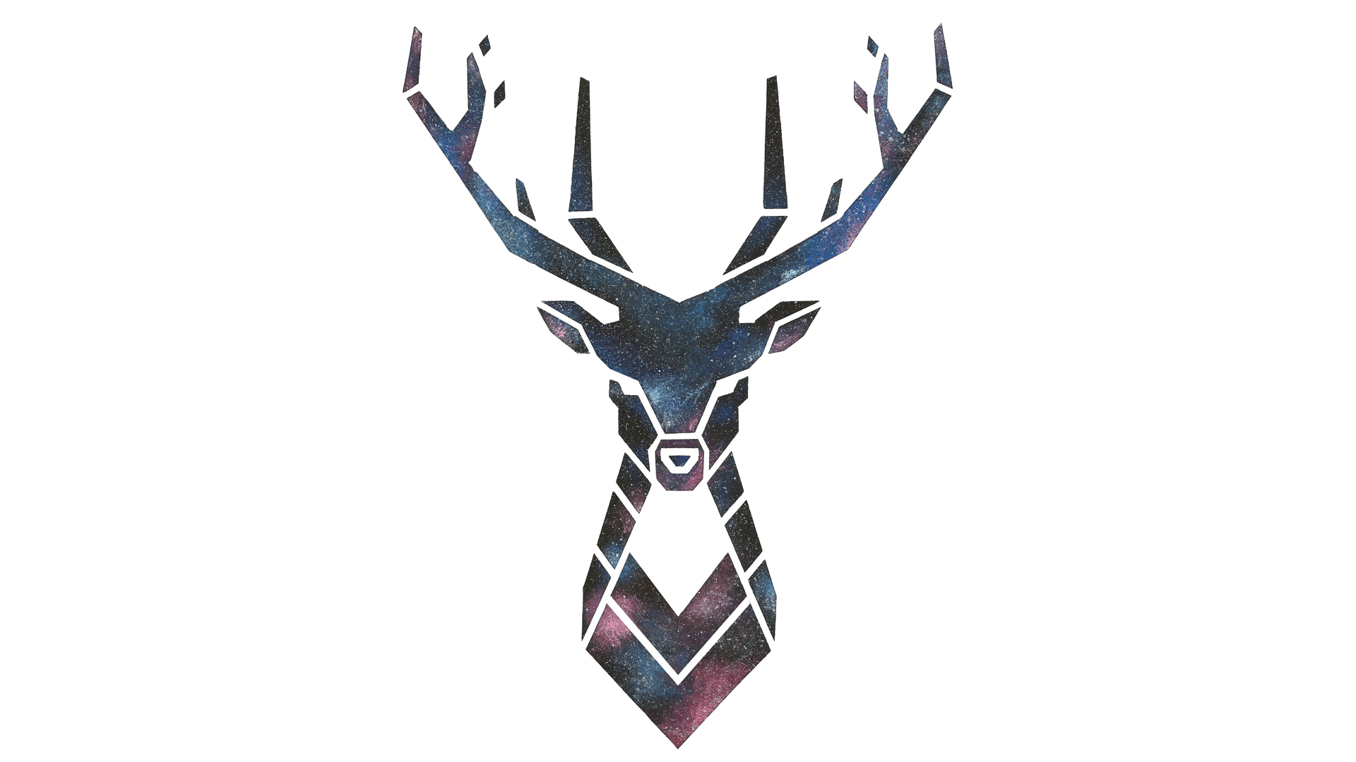 Geometric deer head with galaxy pattern HD Wallpaper
