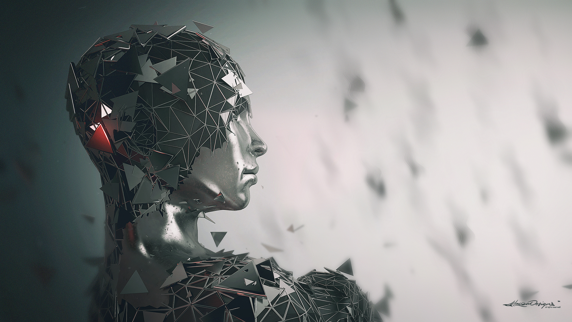 Abstract human head made of triangles HD Wallpaper