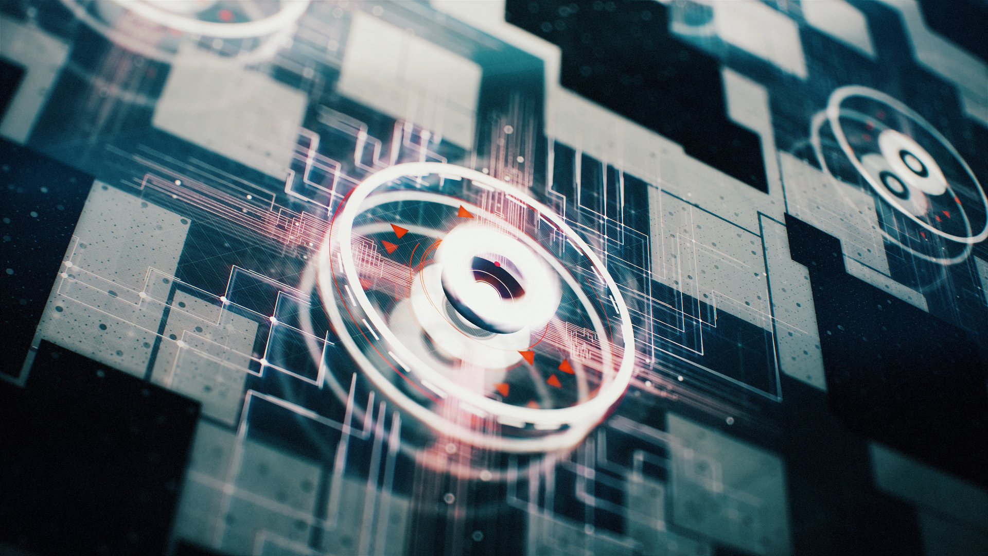Abstract digital art with glowing circuits HD Wallpaper