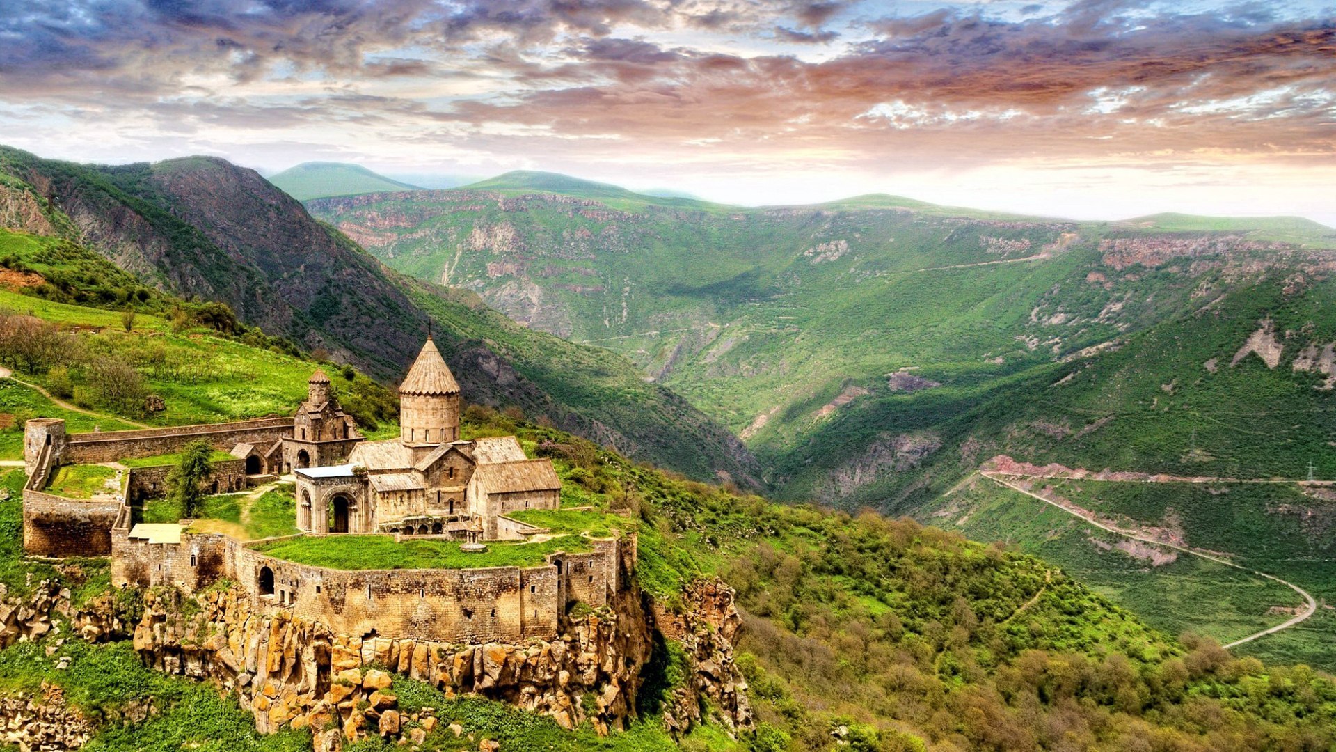 Tatev Monastery in a green valley, Armenia HD Wallpaper