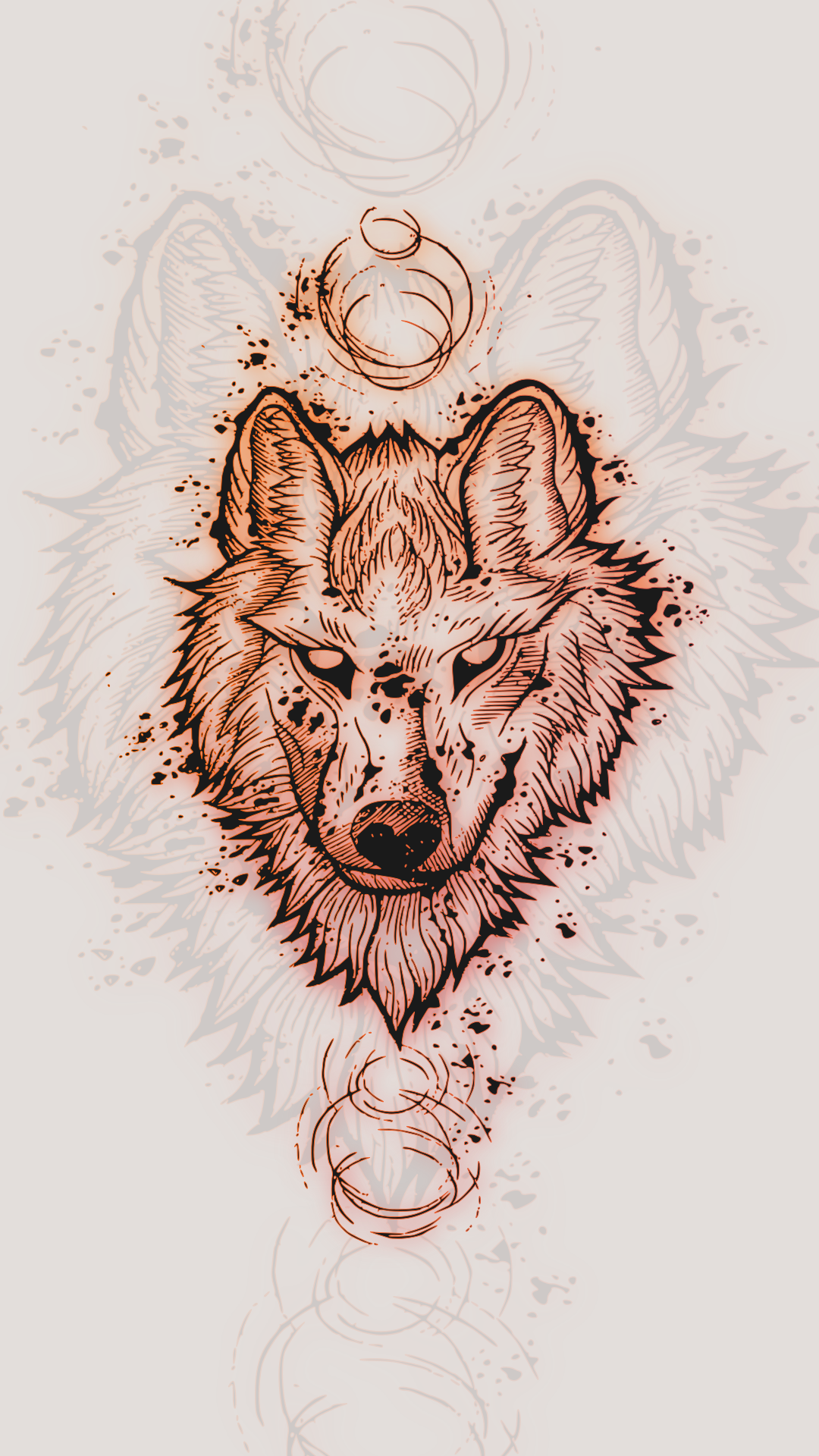 Drawing of a wolf's head with abstract elements HD Wallpaper