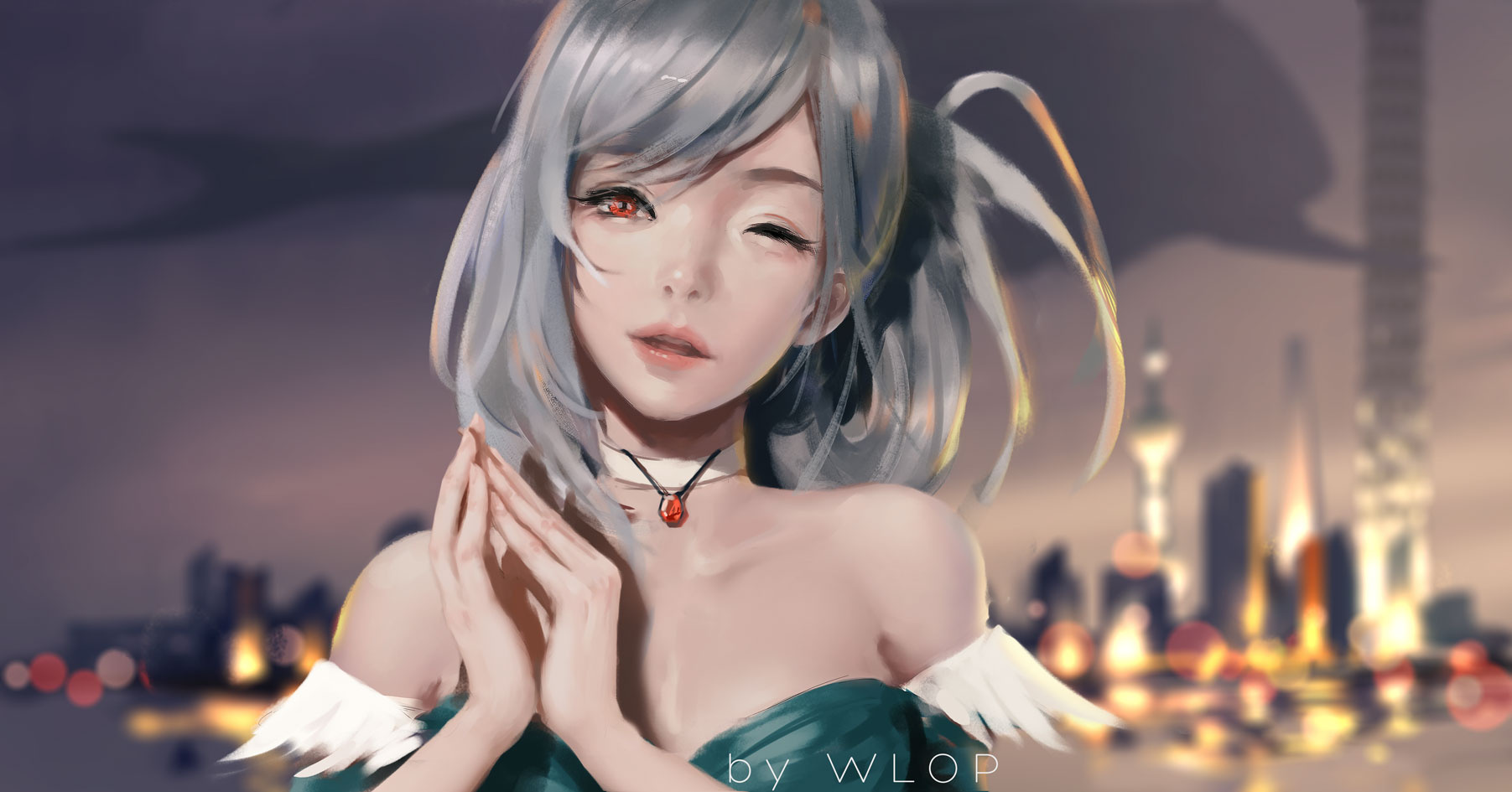 Seria Kirmin from Dungeon and Fighter with red eyes and gray hair HD Wallpaper