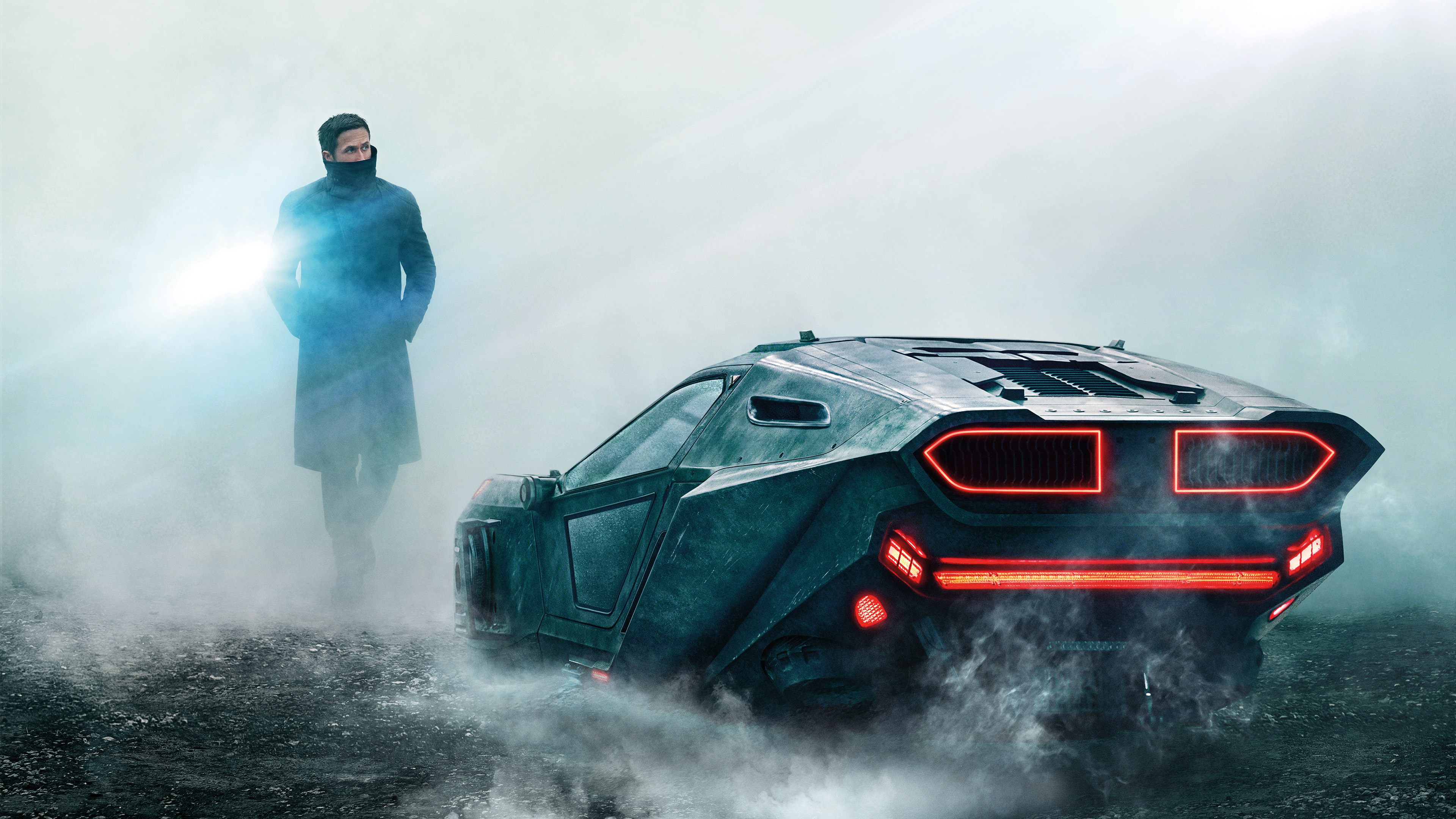 K from Blade Runner 2049 with Spinner HD Wallpaper
