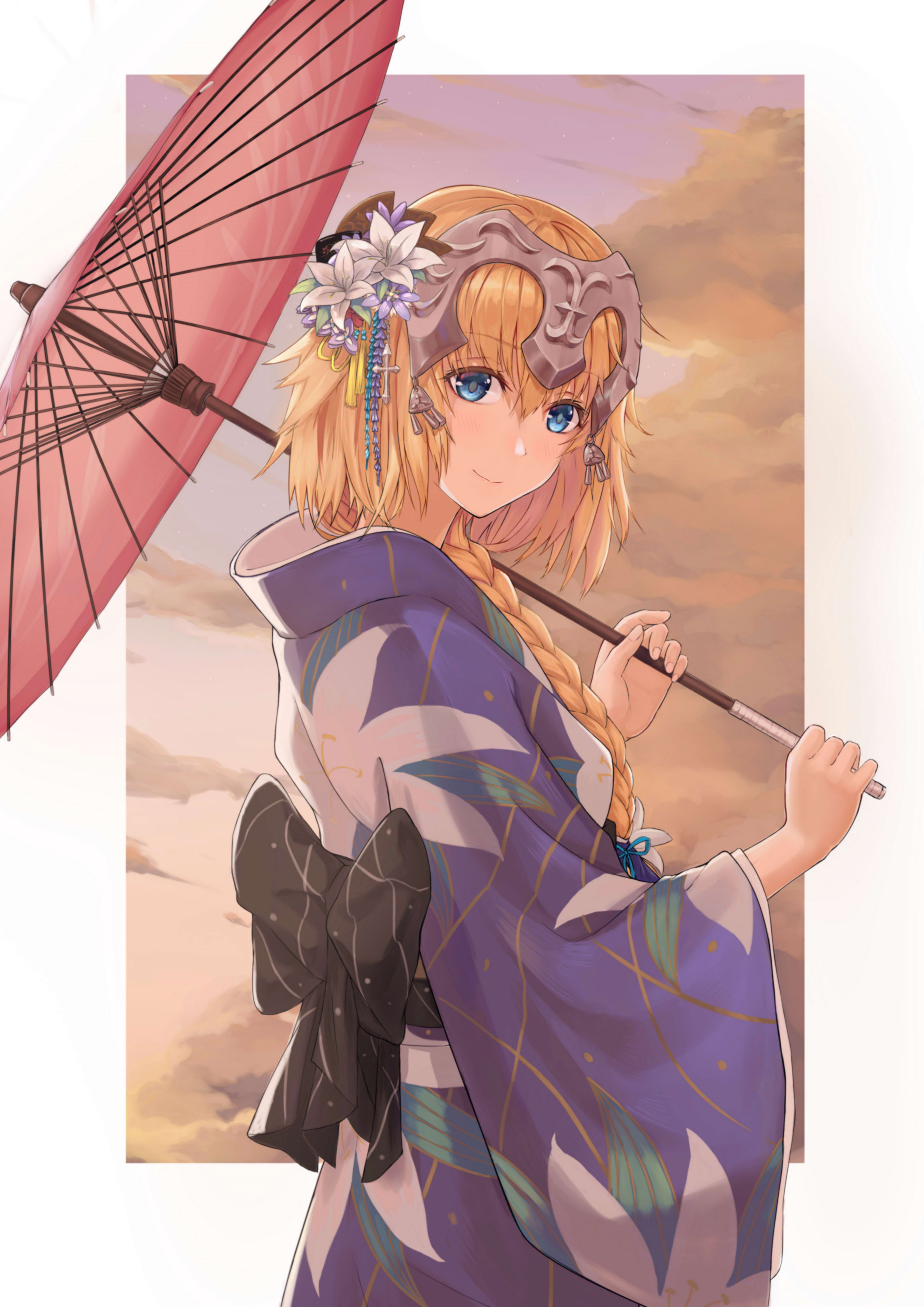 Jeanne d'Arc from Fate/Apocrypha with a parasol HD Wallpaper