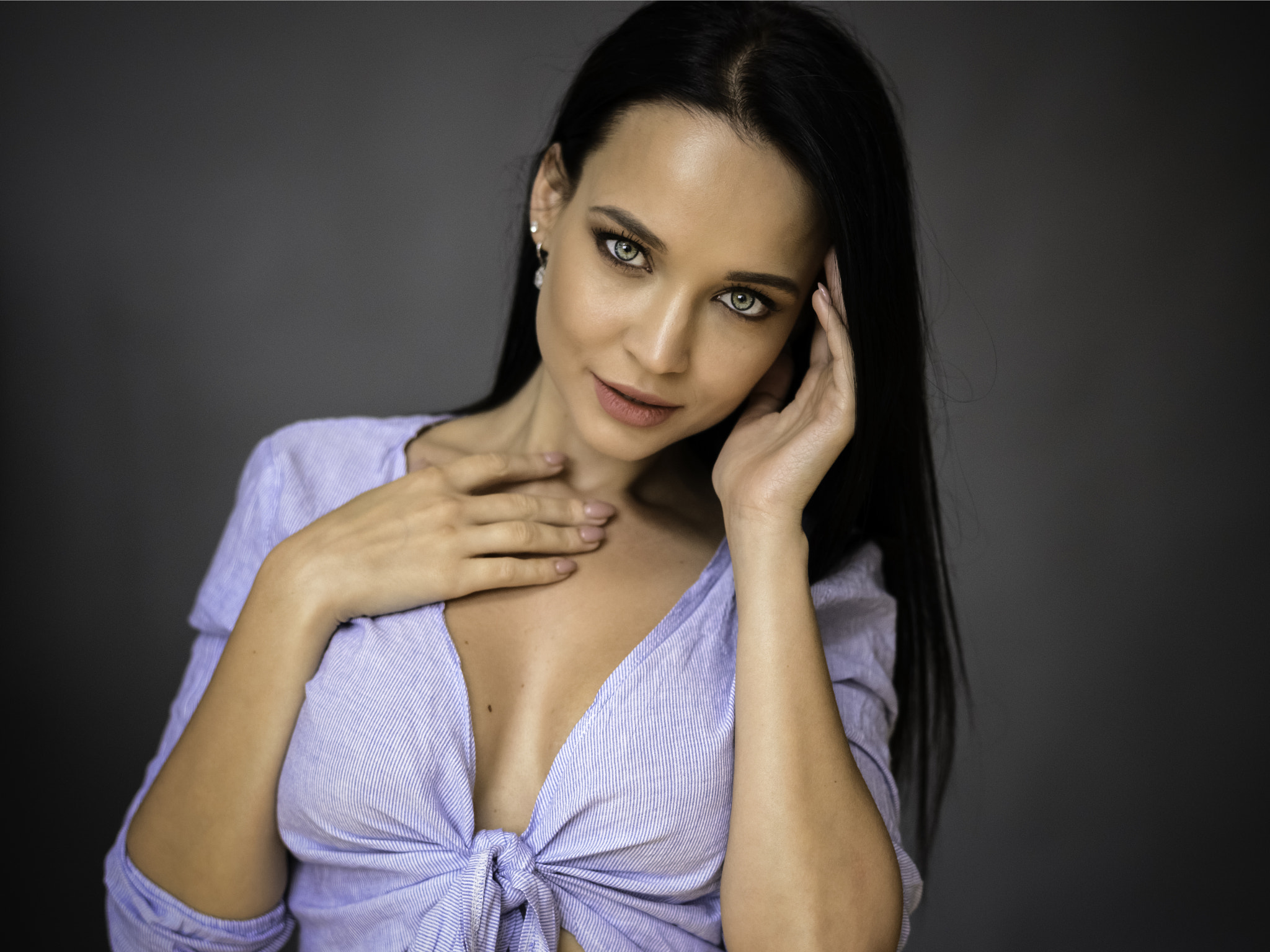 simple background, model, portrait, Angelina Petrova, women HD Wallpaper