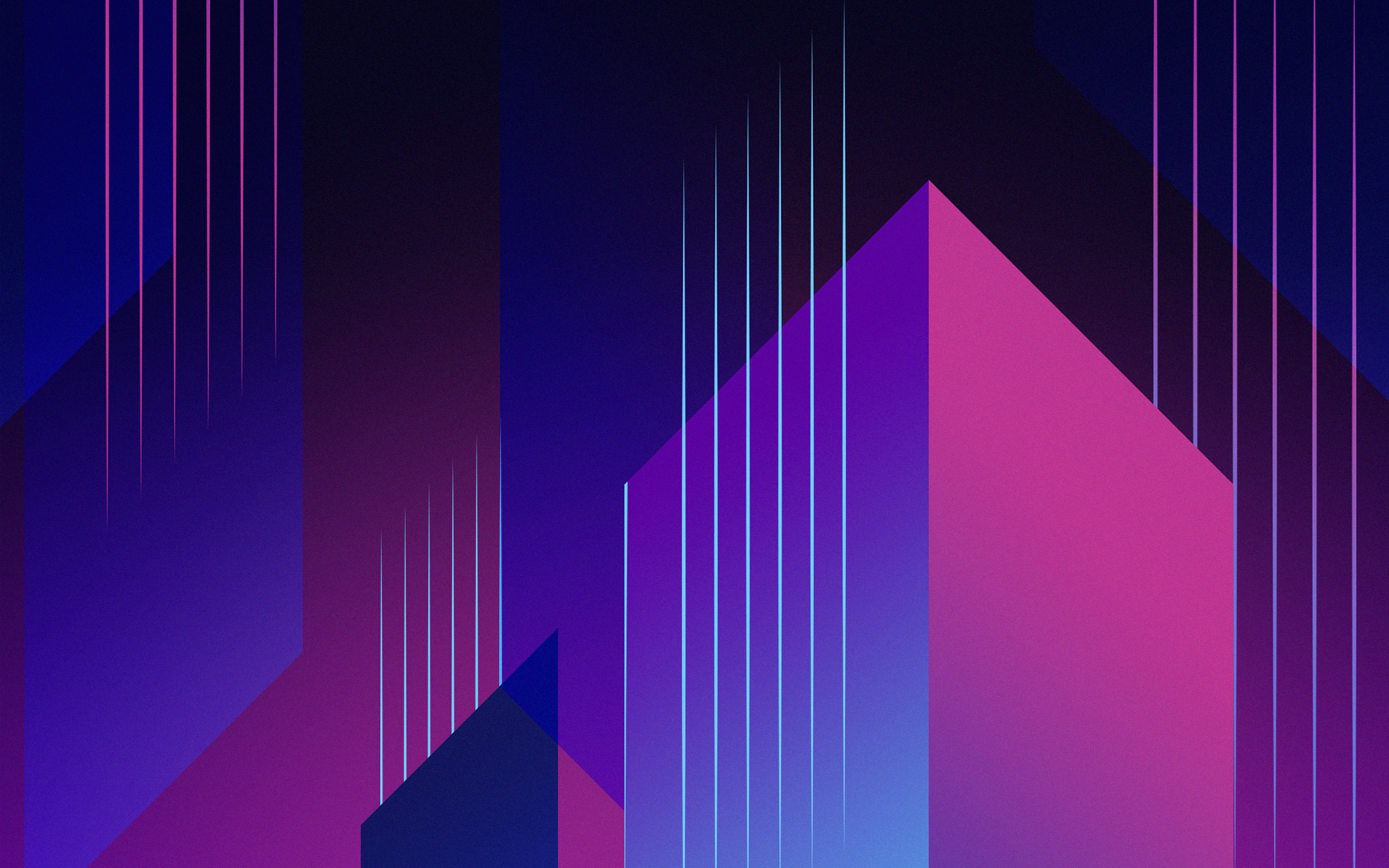 Abstract geometric shapes with neon lines HD Wallpaper