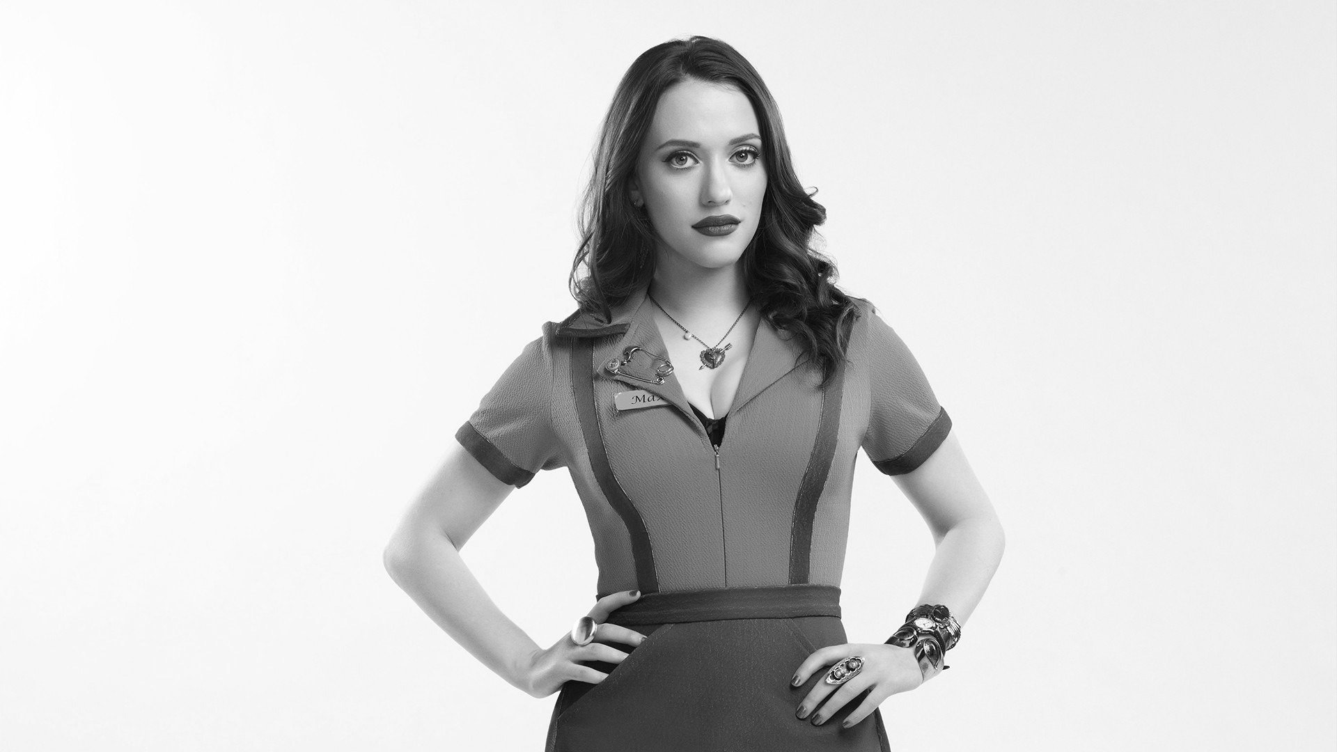 Kat Dennings in a monochrome portrait HD Wallpaper