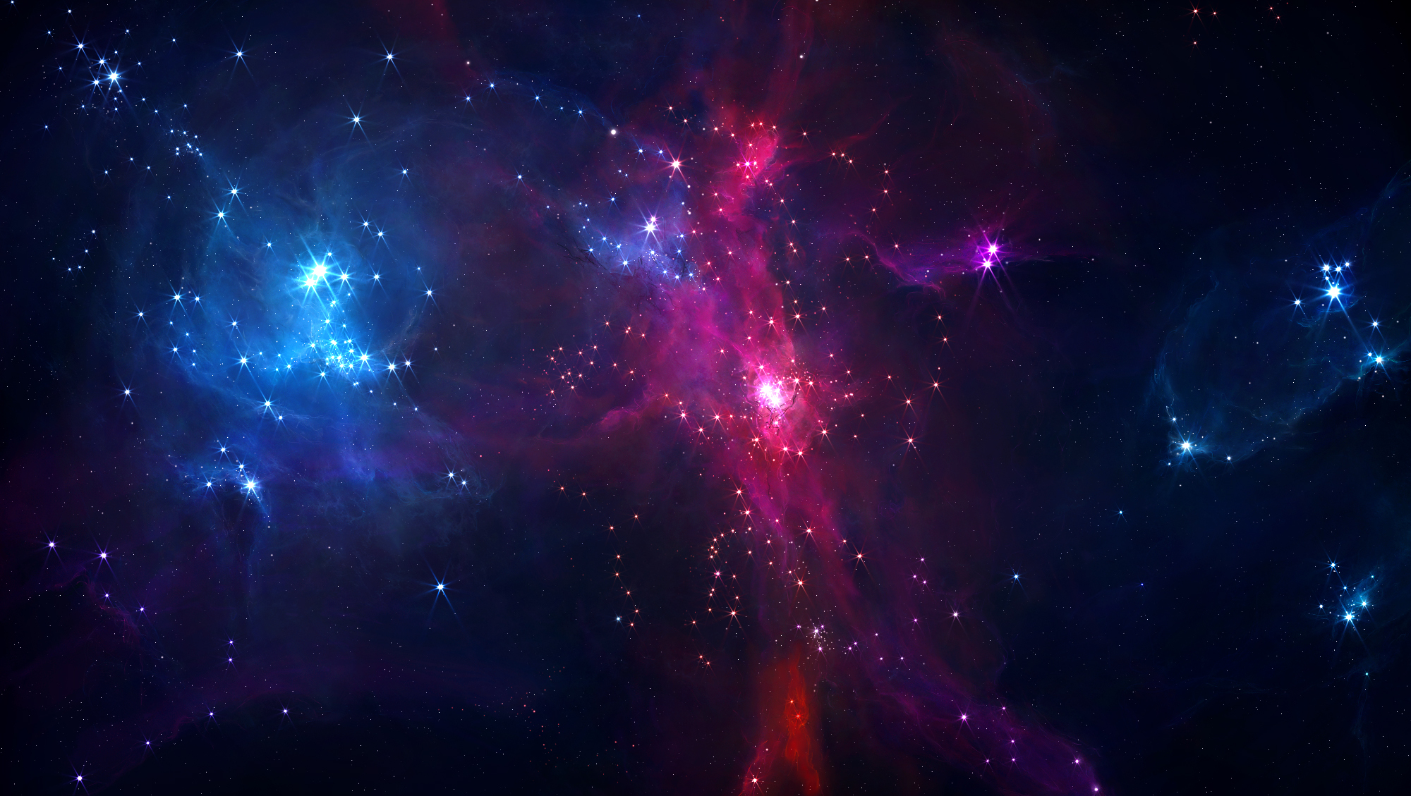 Vibrant nebula with clusters of stars in deep space HD Wallpaper