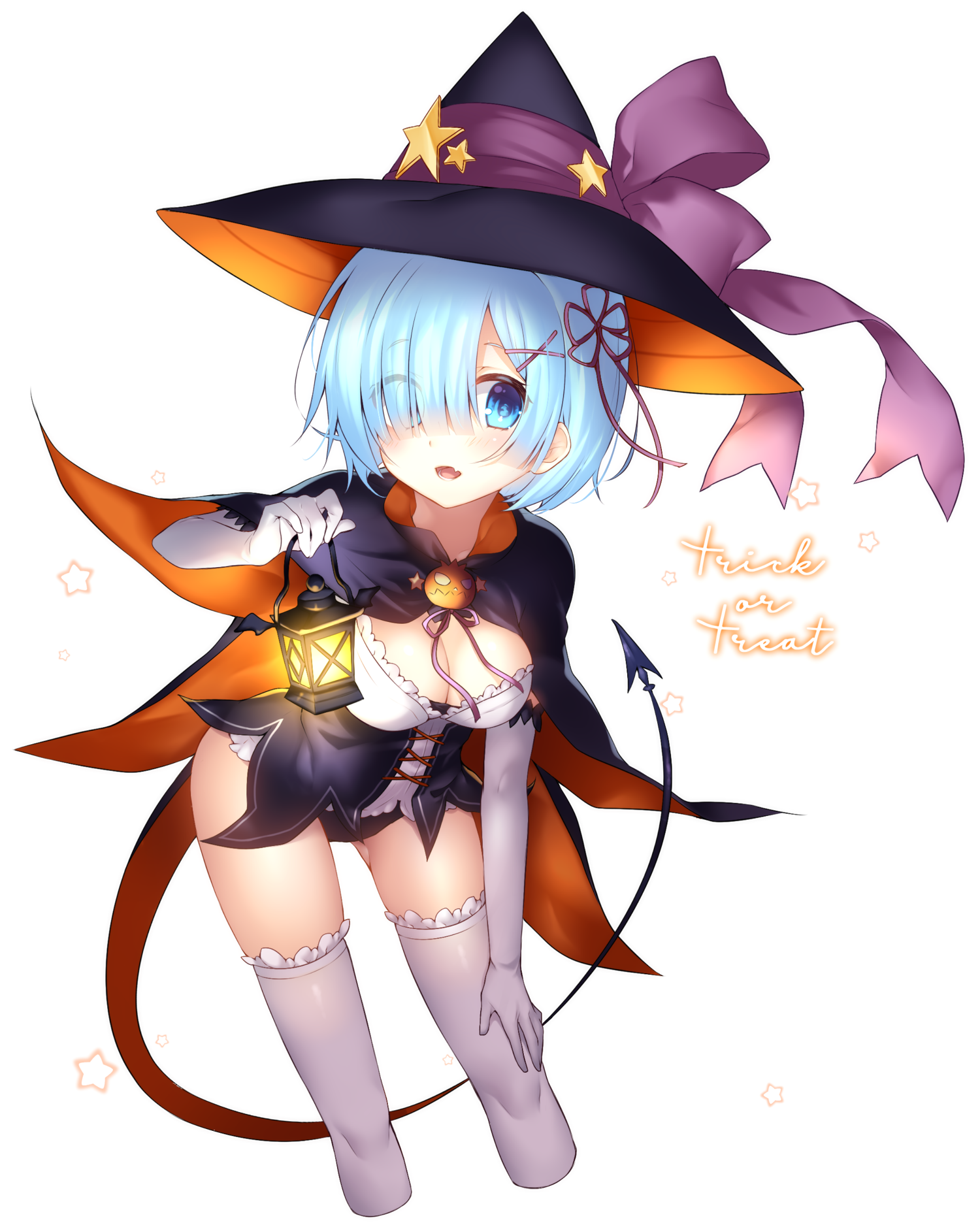 Rem from Re:Zero as a witch holding a lantern HD Wallpaper