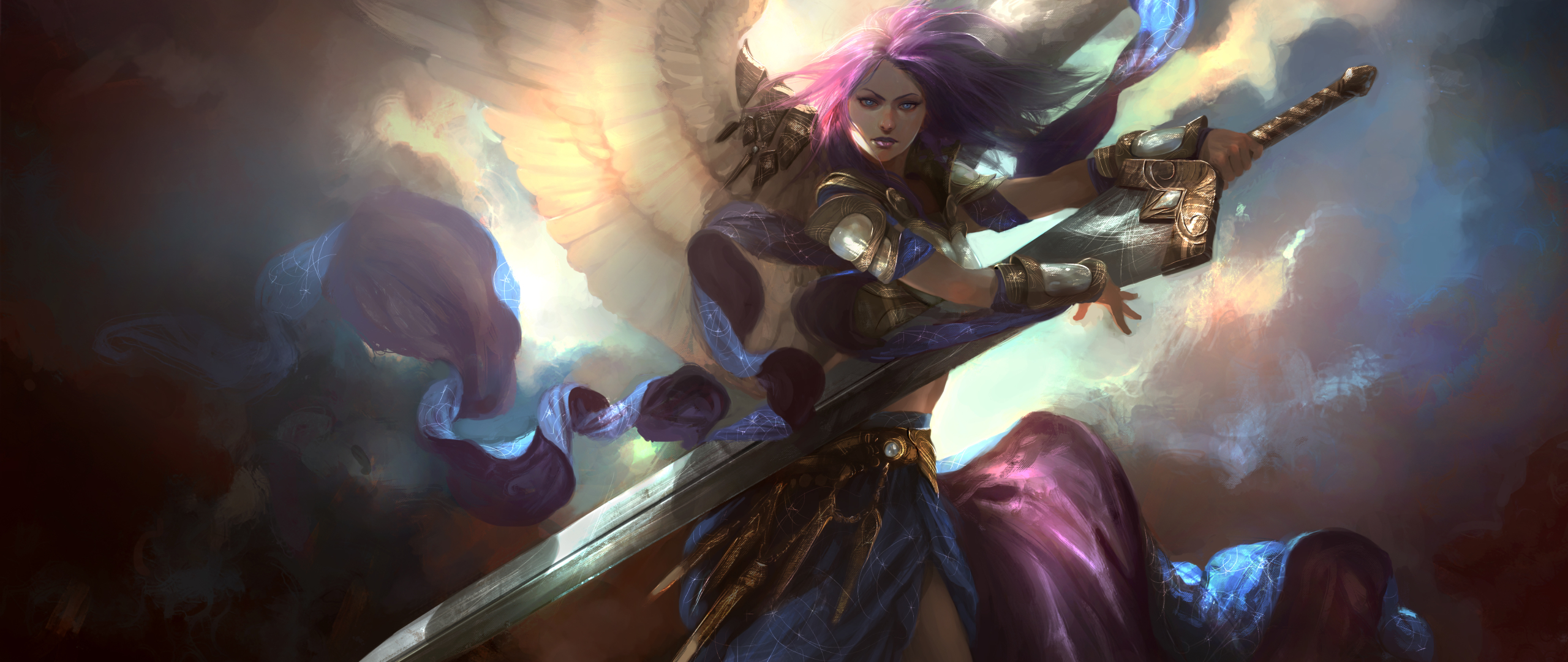 Angel warrior with sword and wings HD Wallpaper
