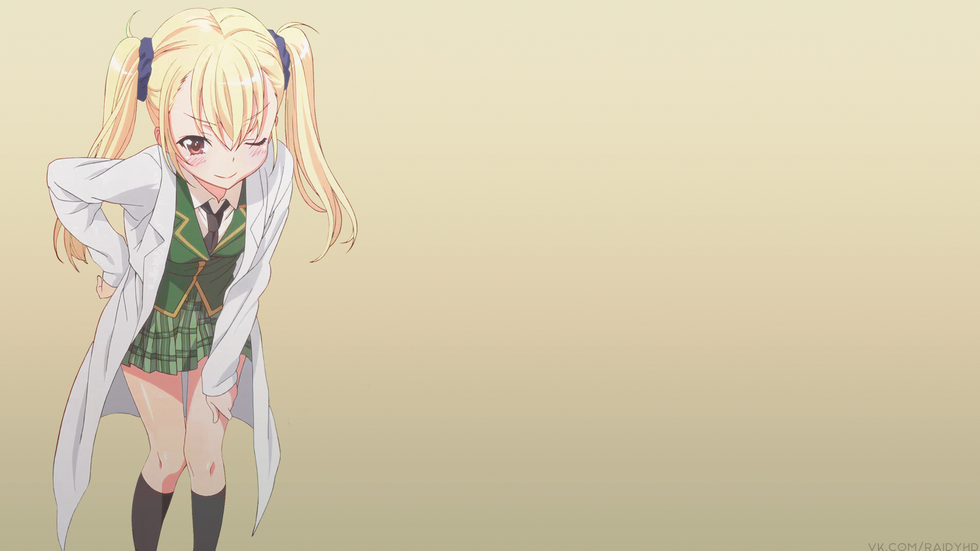 Anime girl in lab coat and school uniform HD Wallpaper