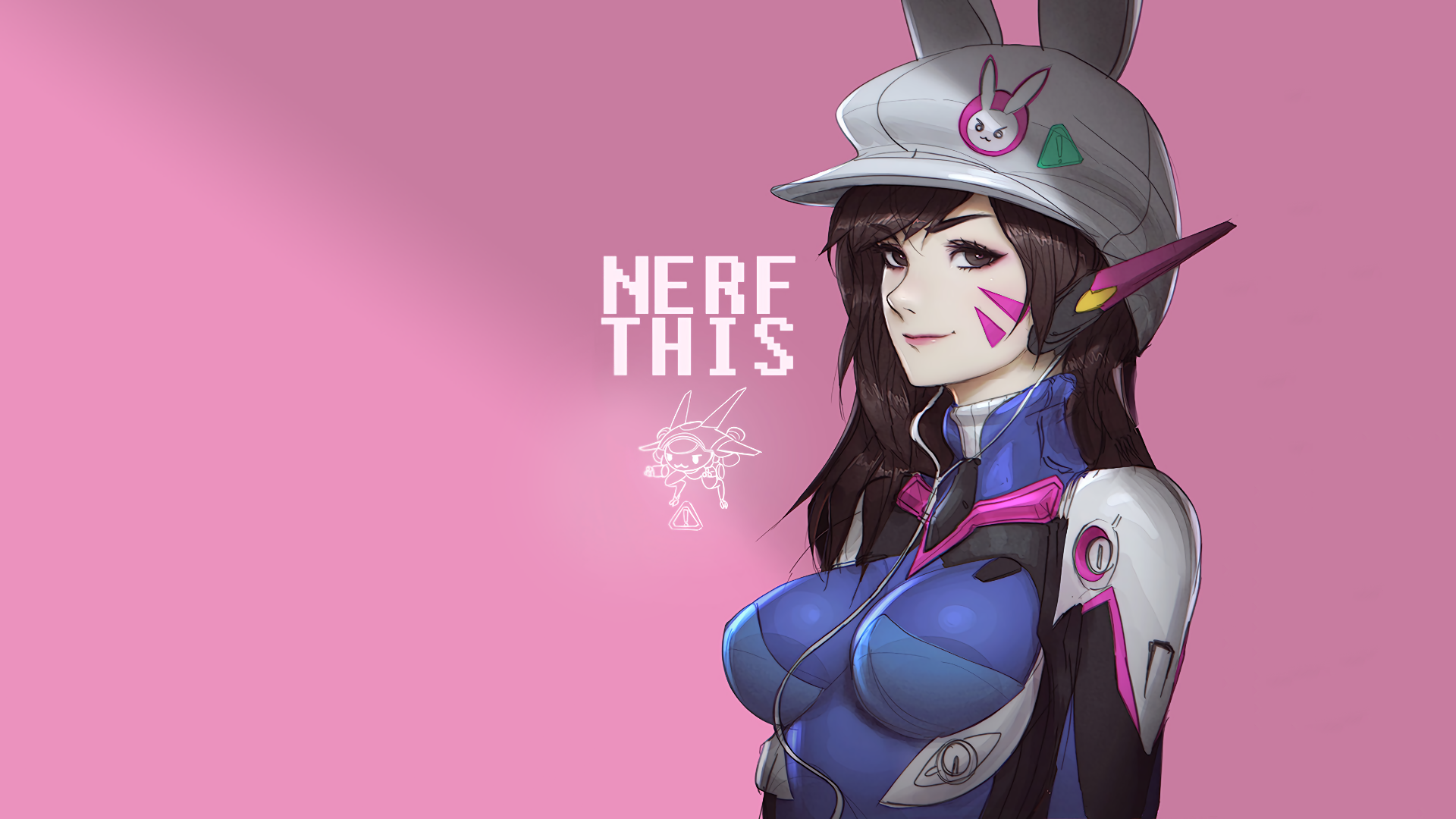 D.Va from Overwatch with text HD Wallpaper