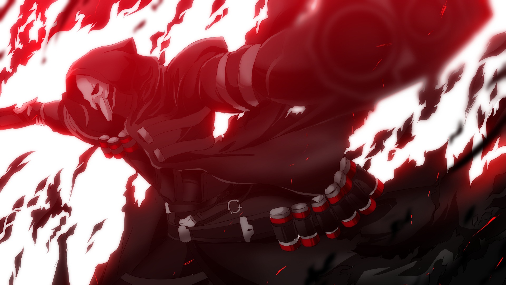 Reaper from Overwatch with red flames HD Wallpaper