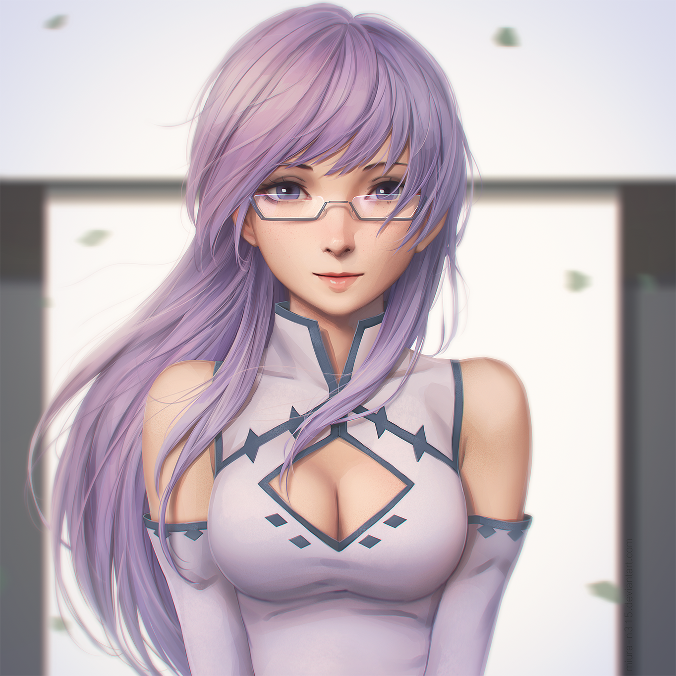 Sheele from Akame ga Kill! with violet hair and glasses HD Wallpaper