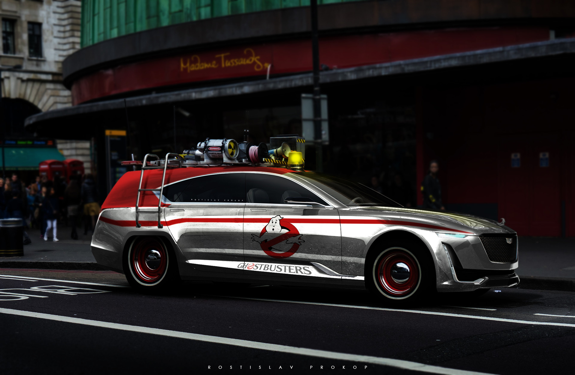 Ghostbusters Ecto-1 Cadillac Concept Car by Rostislav Prokop HD Wallpaper