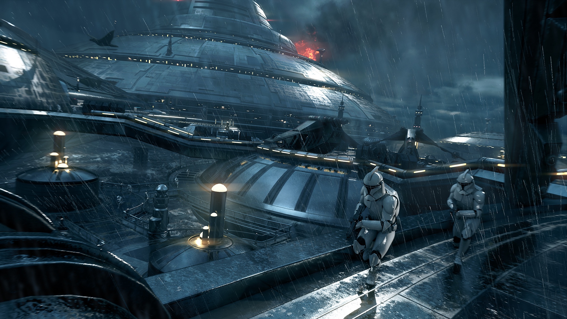 Clone Troopers on a rainy platform in Star Wars HD Wallpaper