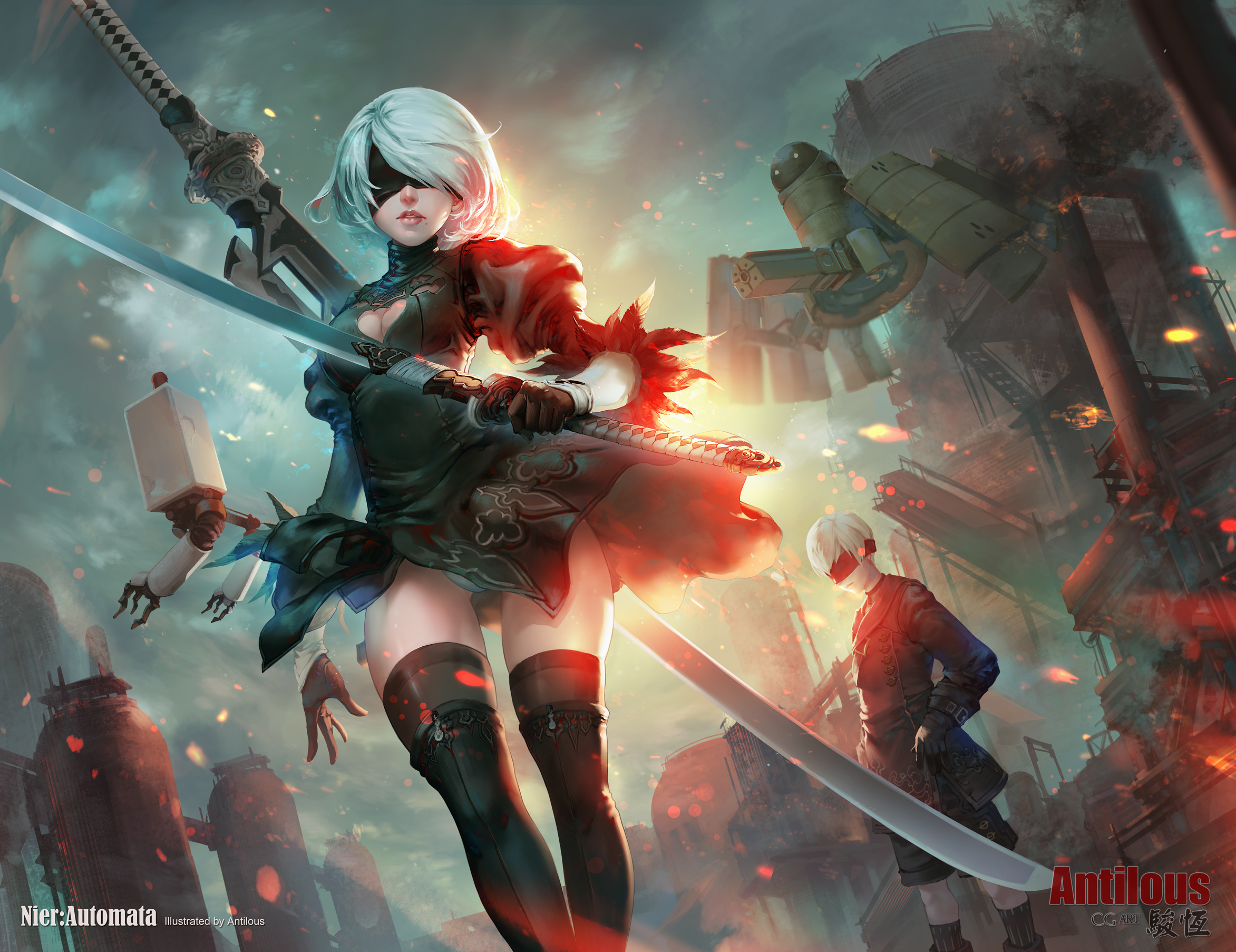 2B and 9S from NieR: Automata HD Wallpaper