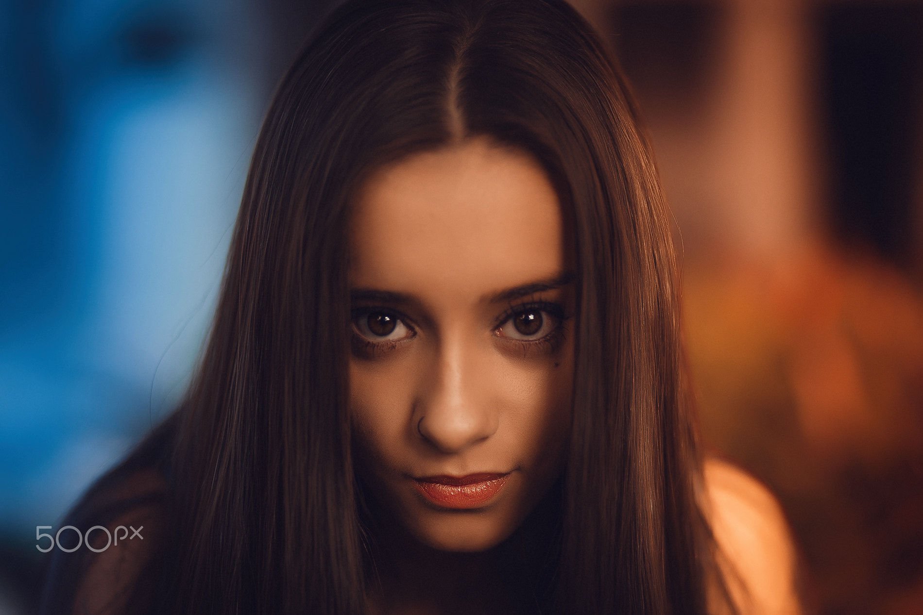 Portrait of a young woman with long brown hair HD Wallpaper