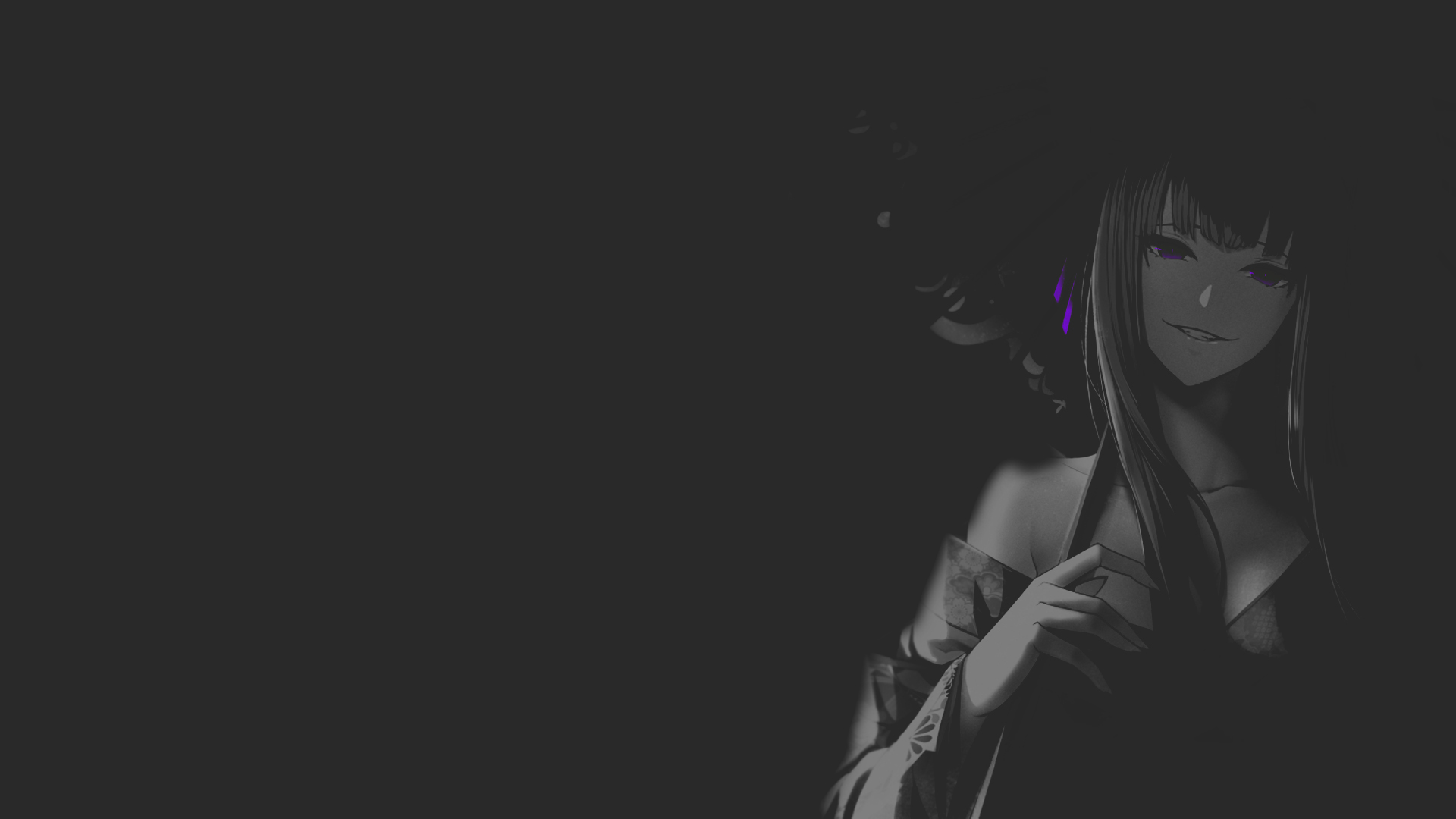 Anime girl with purple eyes and dark hair HD Wallpaper