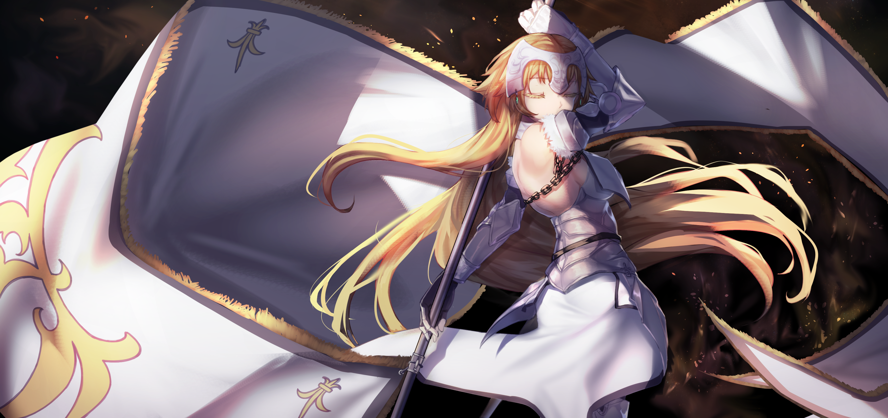 Jeanne d'Arc from Fate/Grand Order holding a flag HD Wallpaper