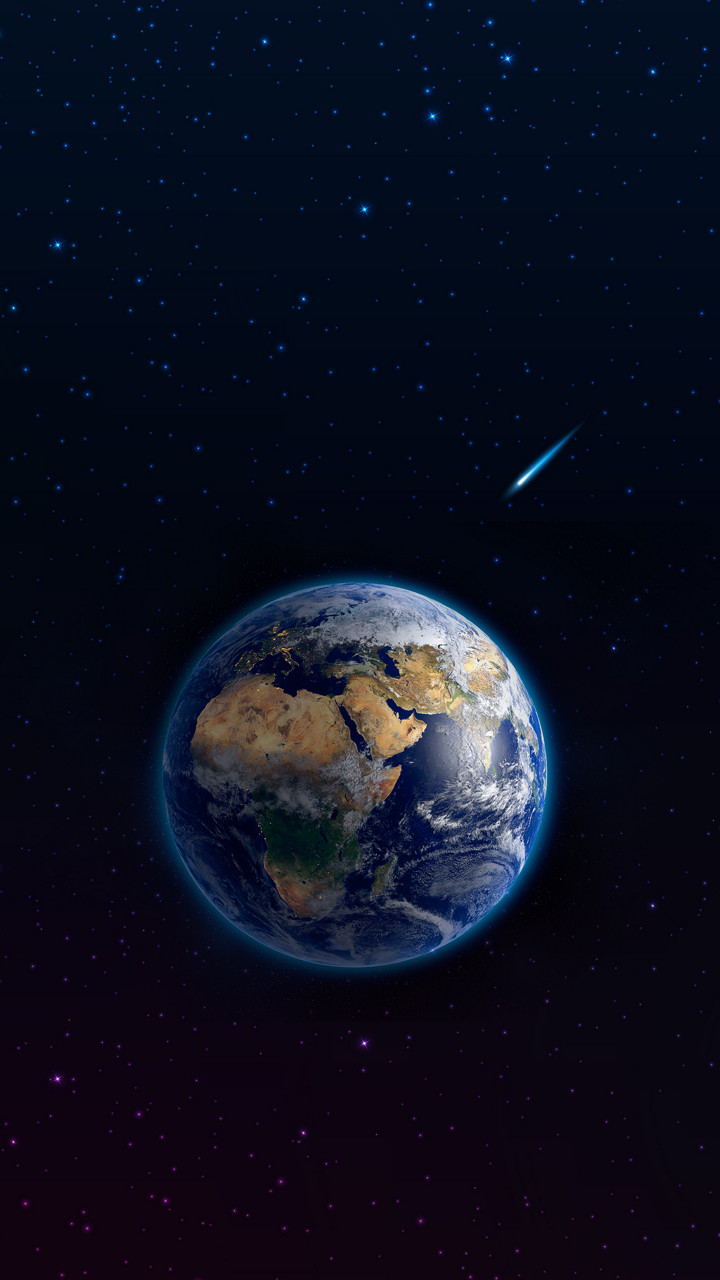 Earth in space with a shooting star HD Wallpaper