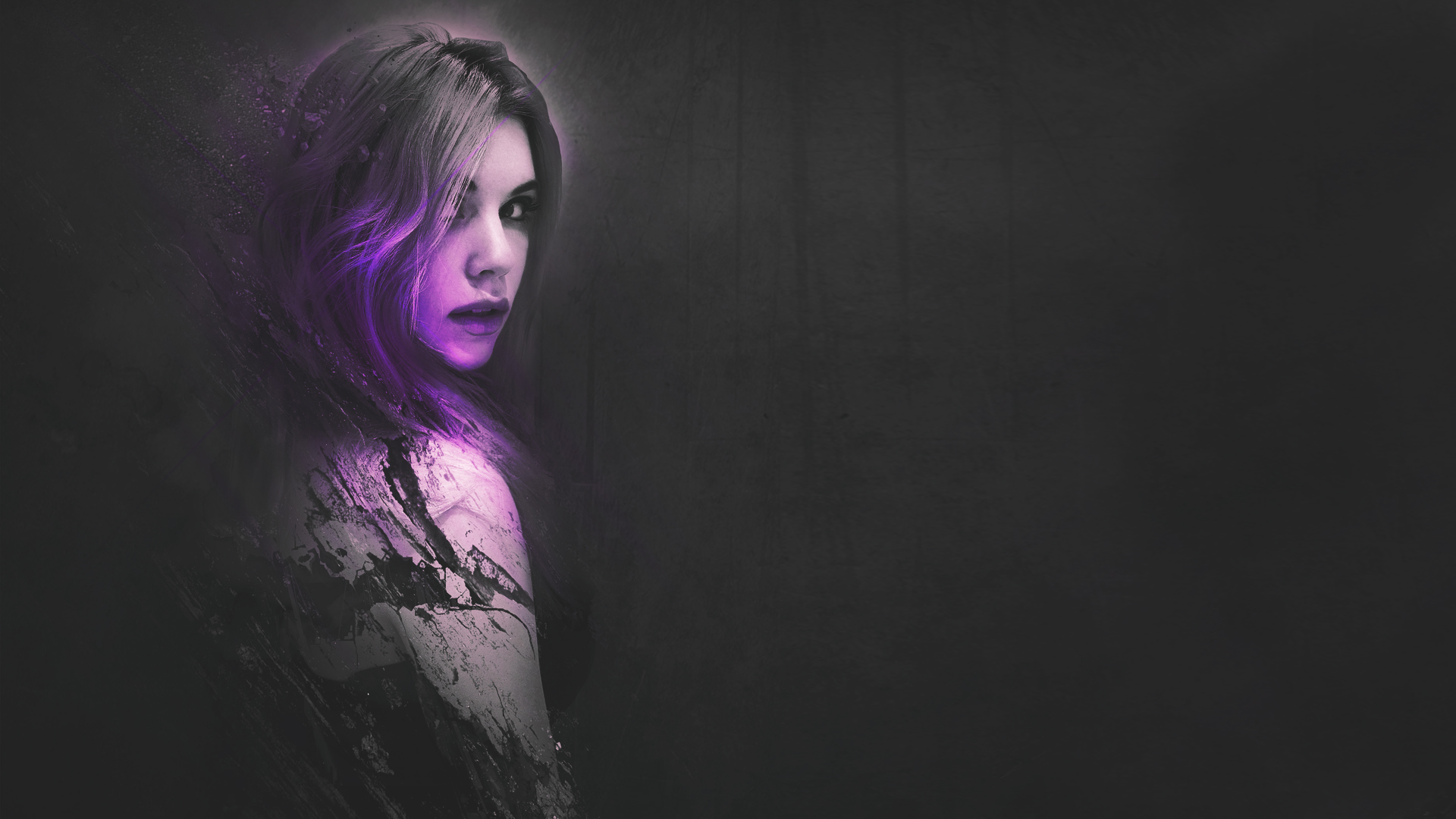 Woman with purple hair and abstract design HD Wallpaper