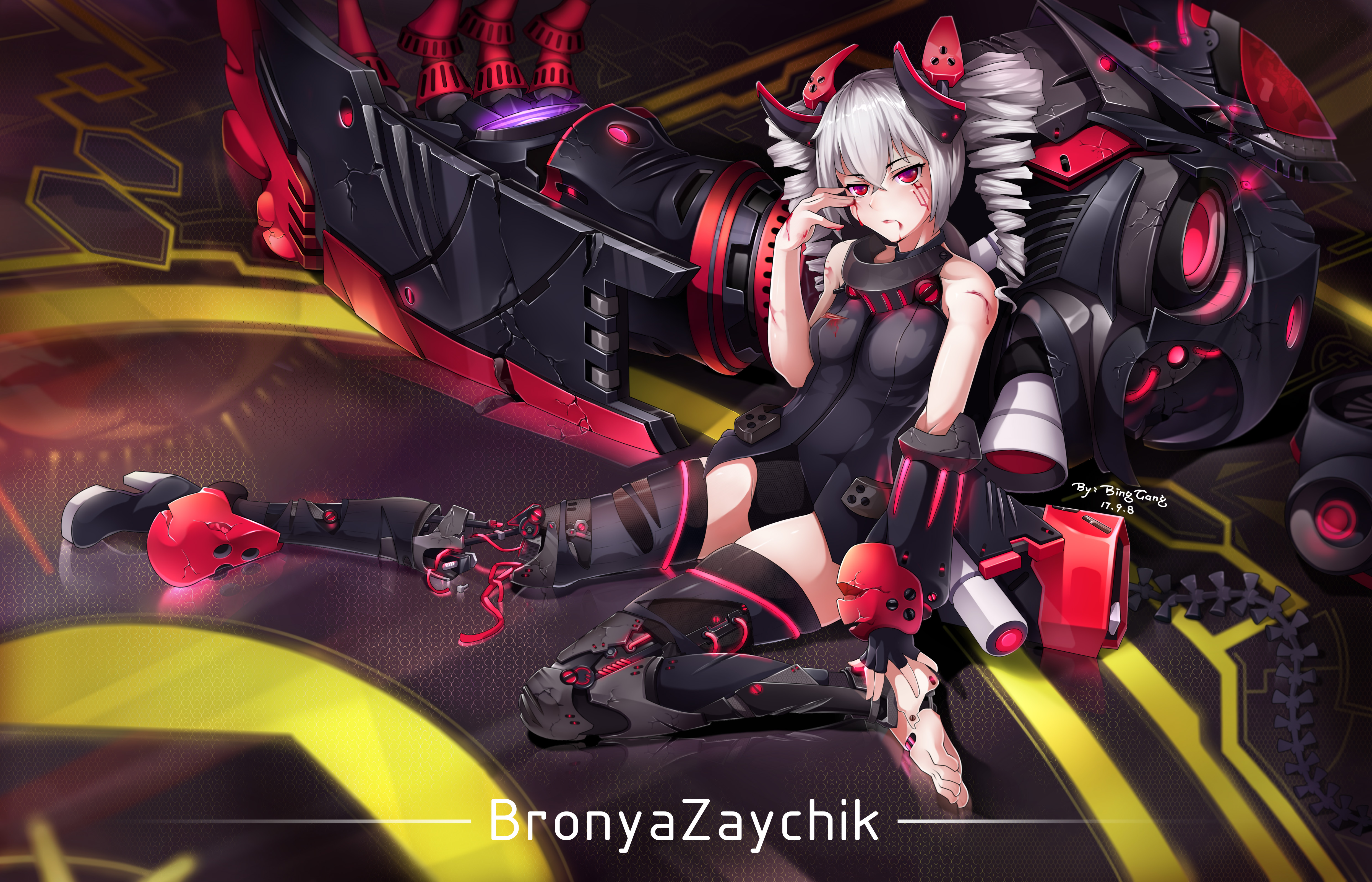 Bronya Zaychik from Honkai with robotic prosthetics HD Wallpaper
