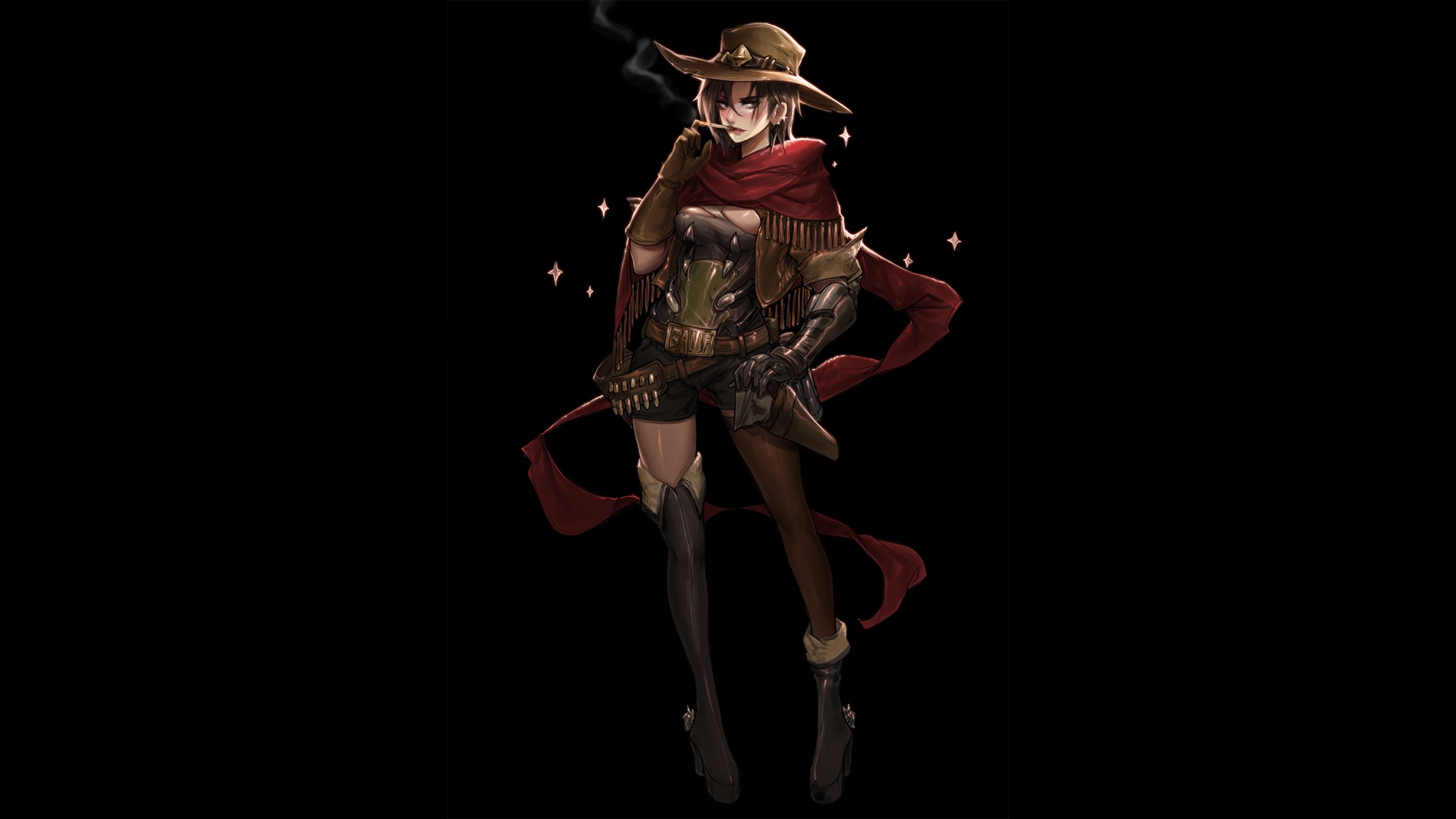 Genderswapped McCree from Overwatch smoking HD Wallpaper