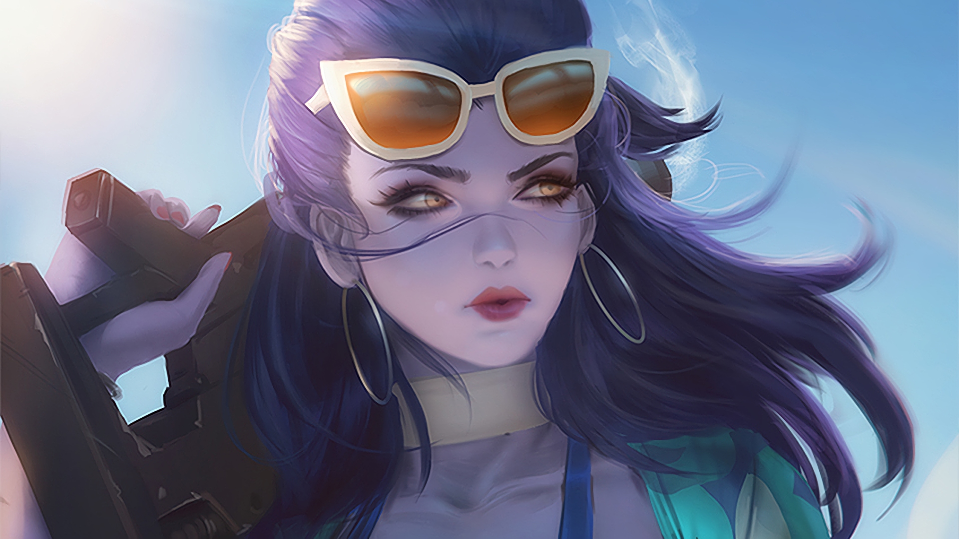 Widowmaker from Overwatch with sunglasses HD Wallpaper